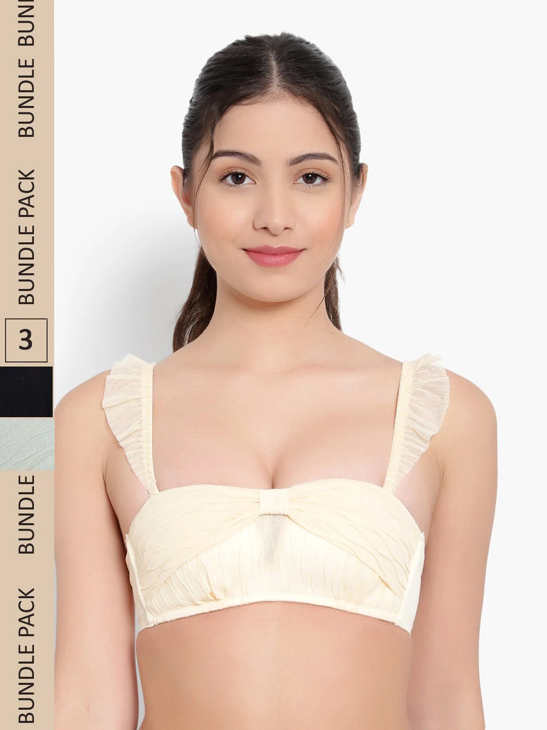 

PARKHA Pack of 3 Heavily Padded Bralette Bra, Black