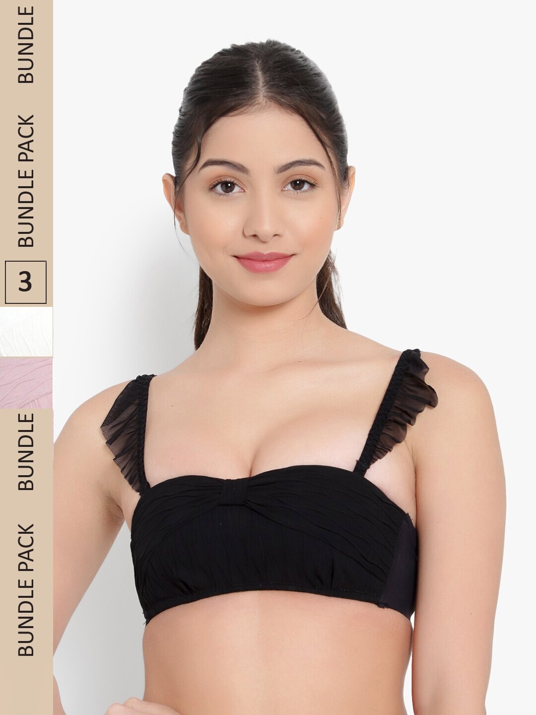 

PARKHA Pack of 3 Heavily Padded Moisture Wicking Bralette Bra, Black