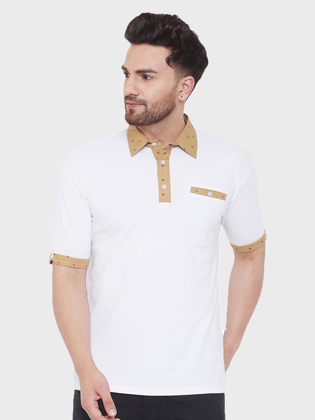 

Hypernation Men Polo Collar Pure Cotton T-shirt, White