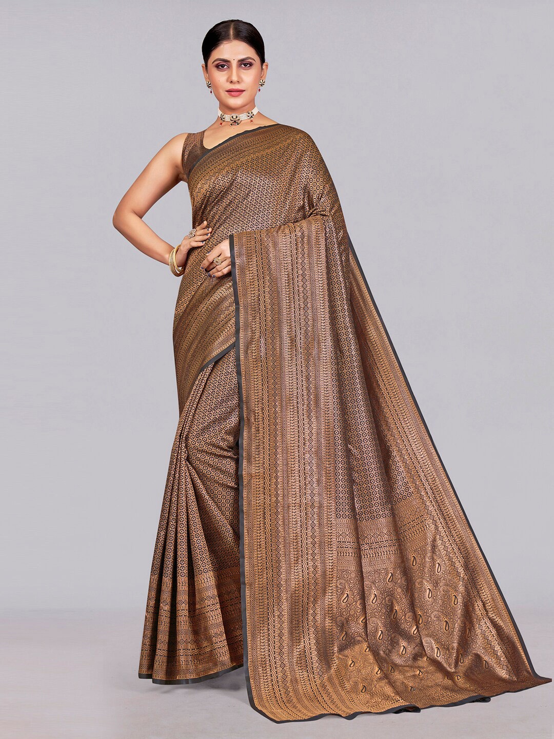 

KALINI Woven Design Zari Banarasi Saree, Brown