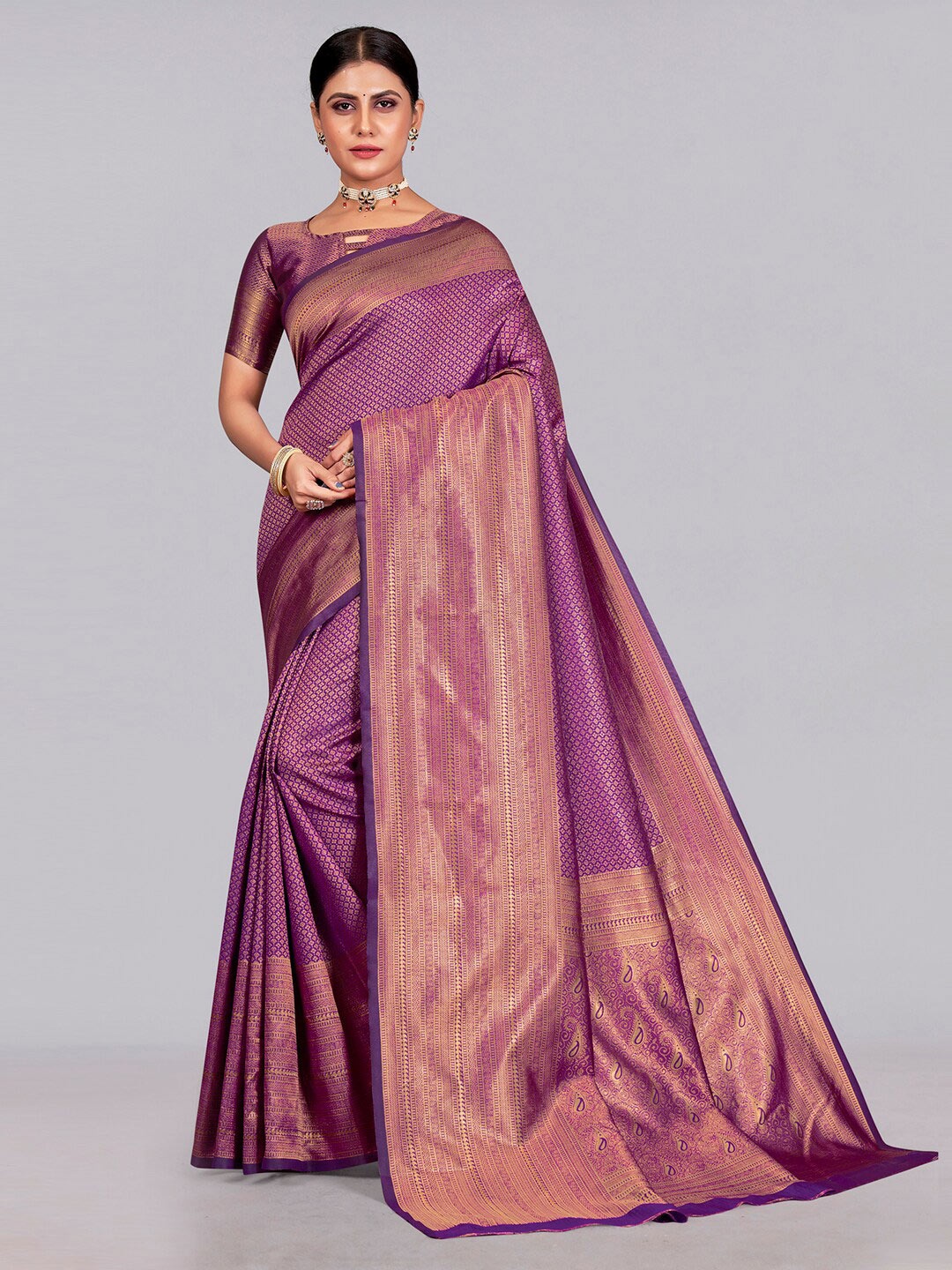 

KALINI Woven Design Zari Banarasi Saree, Gold