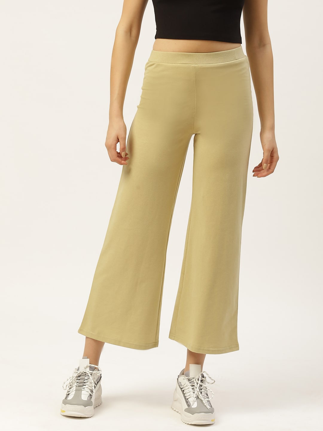 

Laabha Women Flared Track Pants, Beige