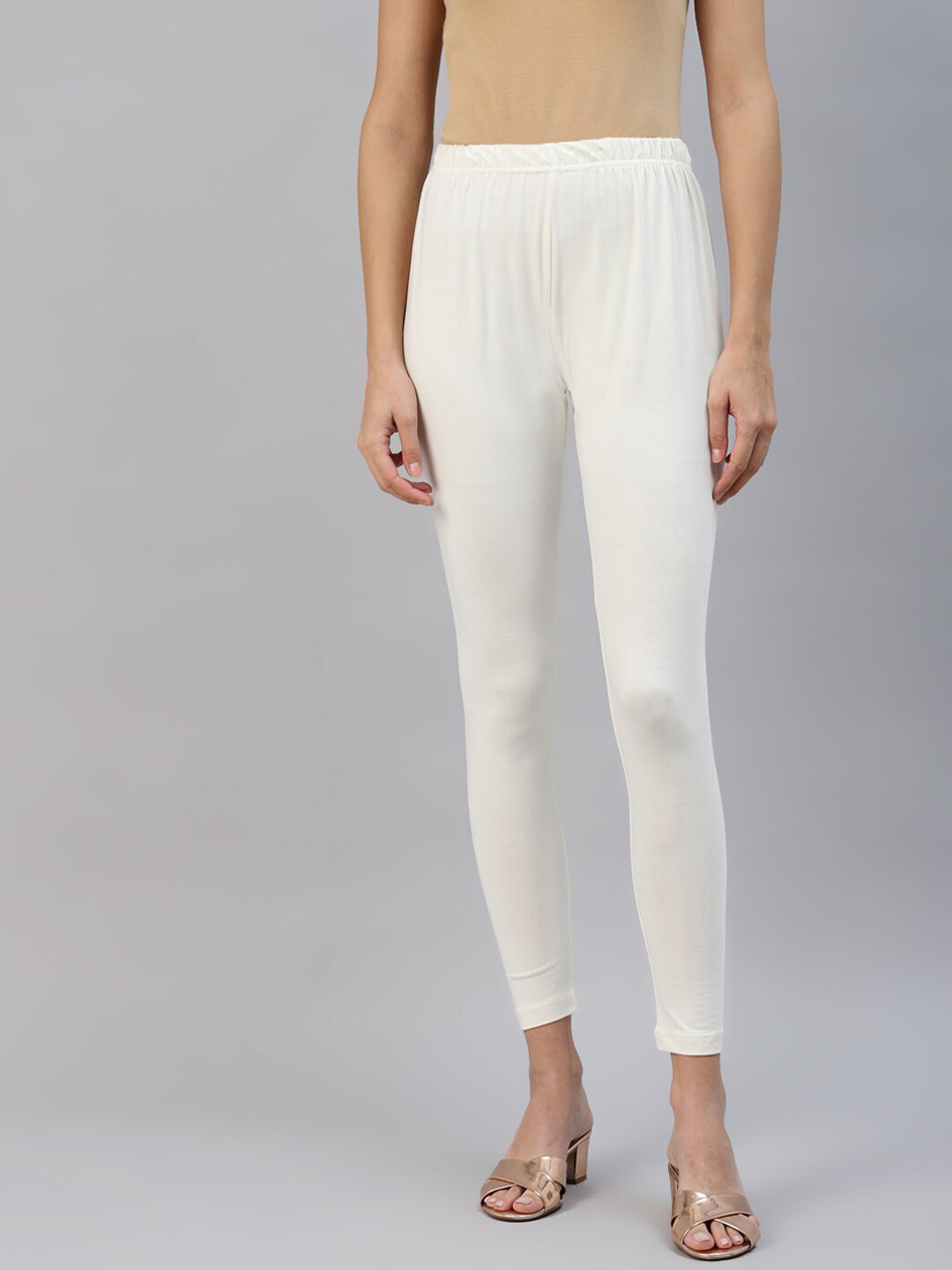 

Laabha Women Ankle Length Leggings, Off white