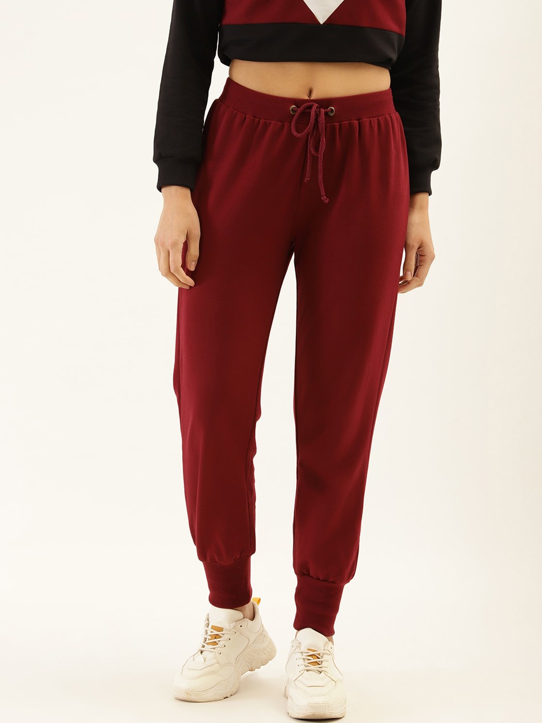 Laabha Women Anti-Odour Regular Fit Joggers, Maroon
