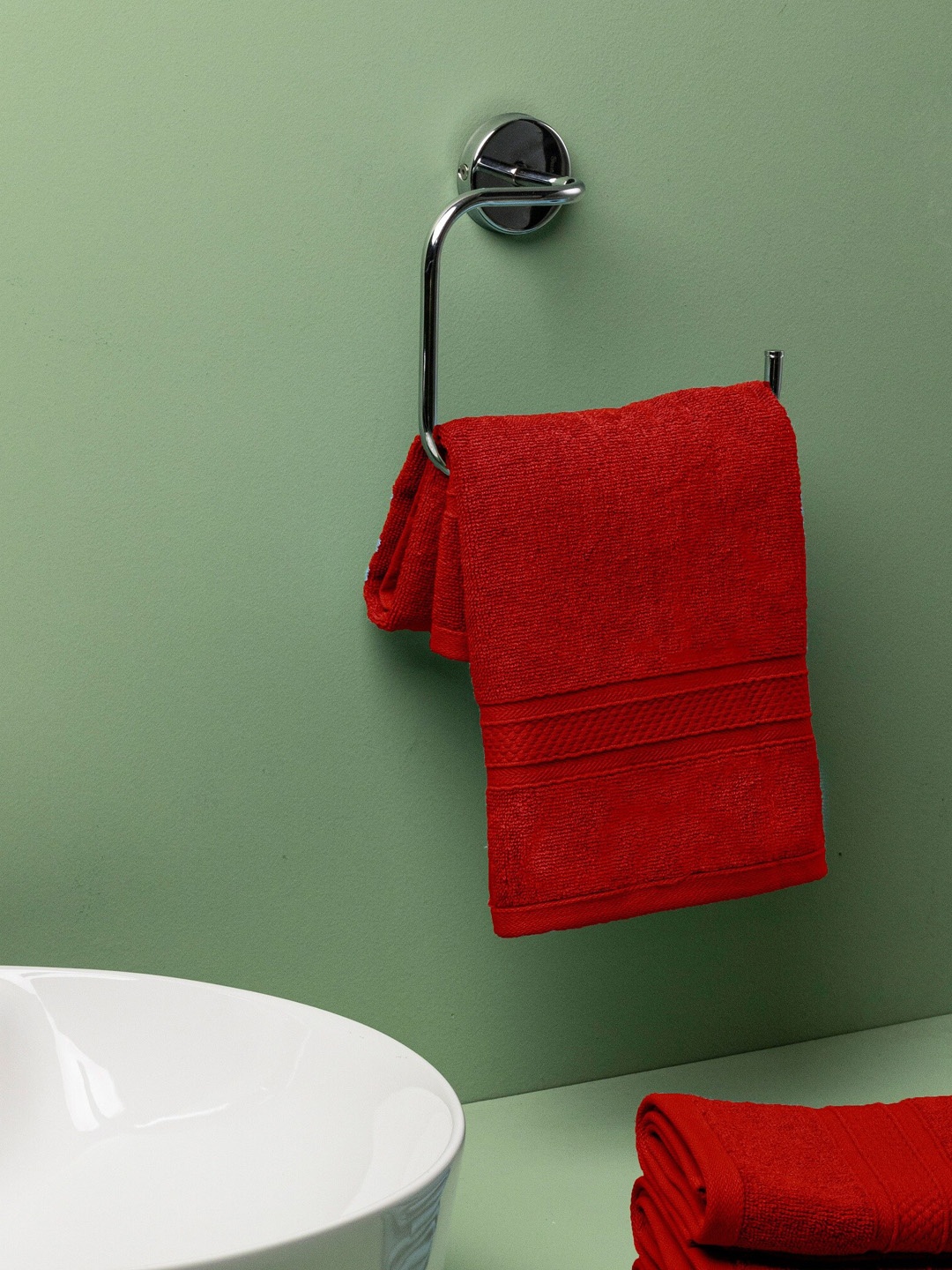 

HOMEMONDE 2 Pieces Red 500 GSM Pure Cotton Hand Towels
