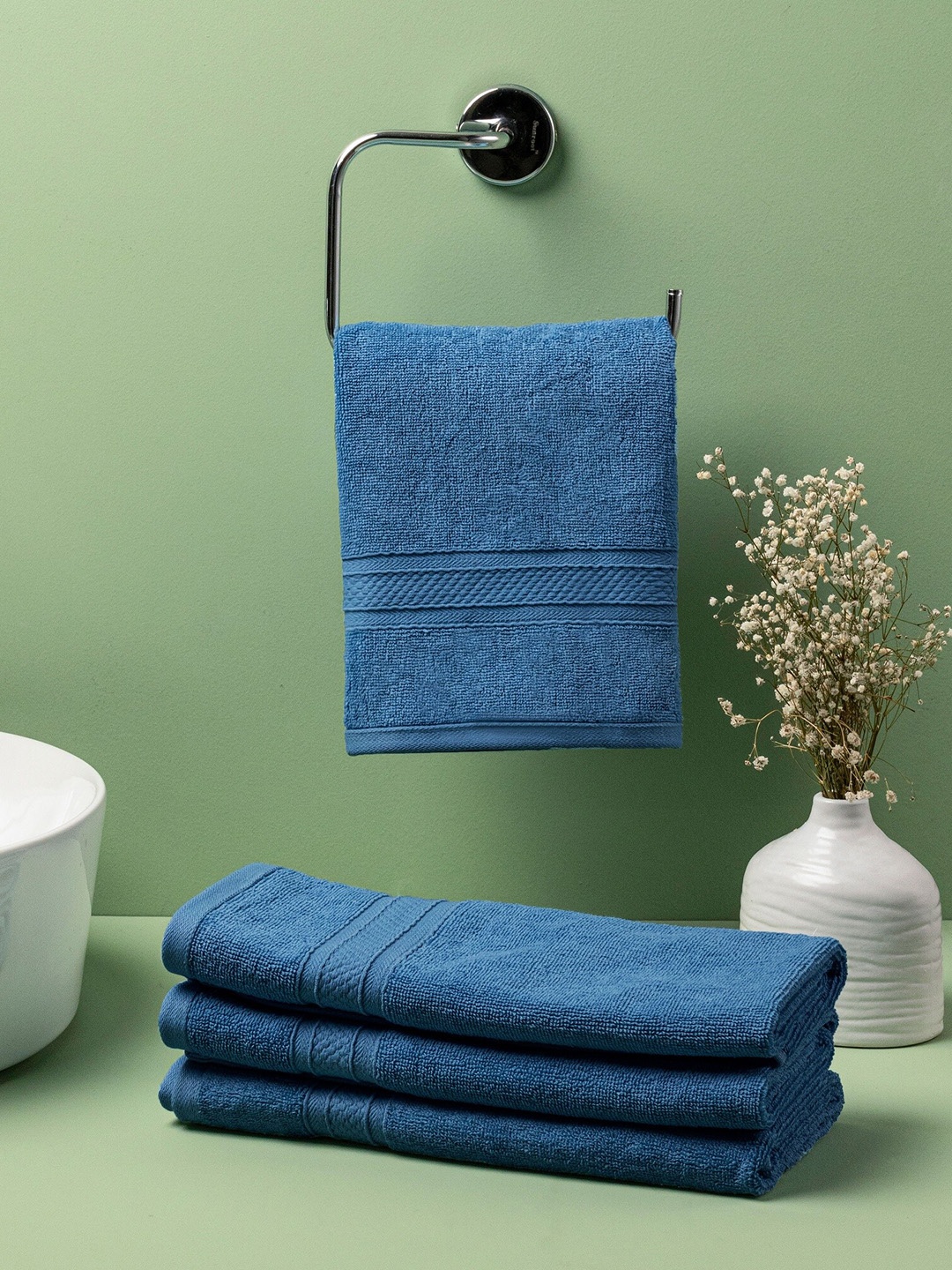 

HOMEMONDE Iris Blue 4 Pcs 500 GSM Pure Cotton Hand Towels