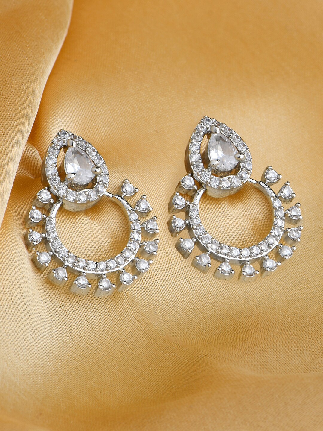

ToniQ Gold Plated Crescent Shaped Drop Earrings, White