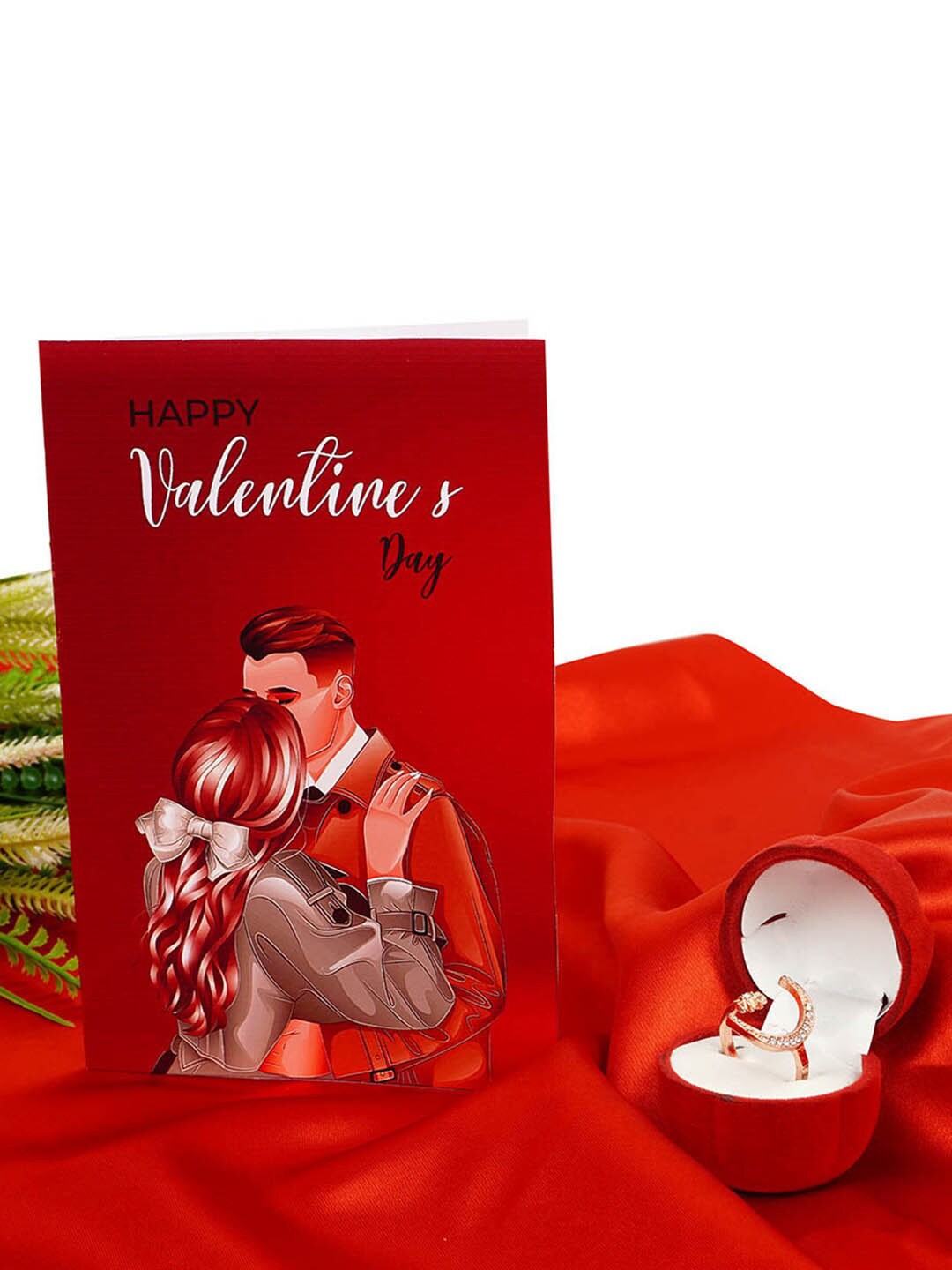 

Ferosh Valentine's Day Women Rose Gold Toned Ring With Box & Greeting Card