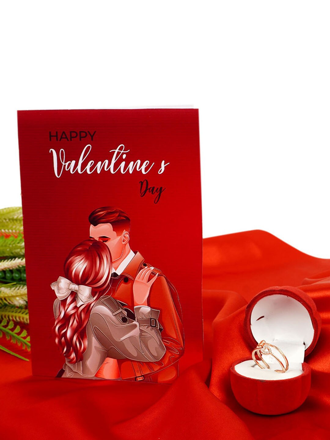 

Ferosh Gold-Plated Stone-Studded Finger Ring With Greeting Card