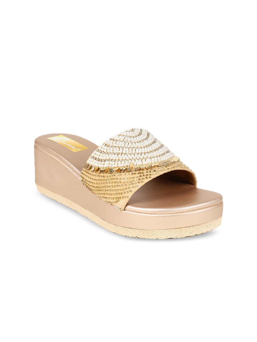 

The Desi Dulhan Embellished Flatform Heels, White