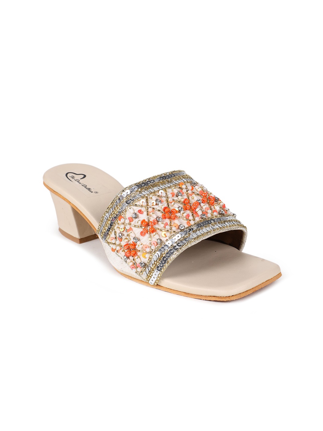 

The Desi Dulhan Embellished Block Heels, Off white