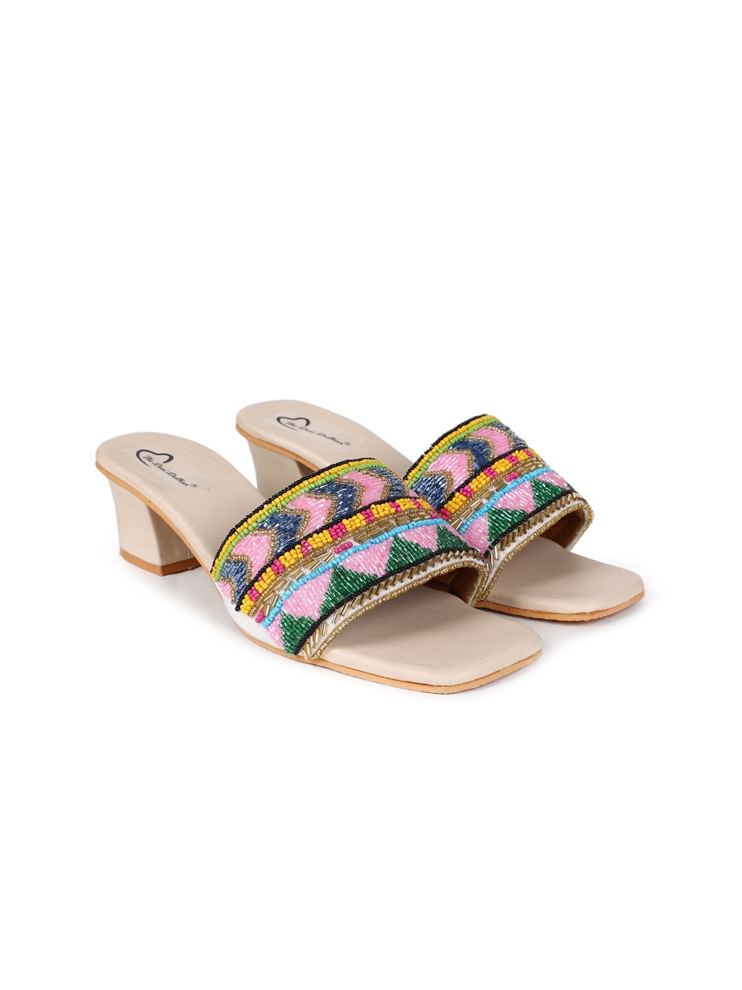 

The Desi Dulhan Embellished Block Heels, Pink
