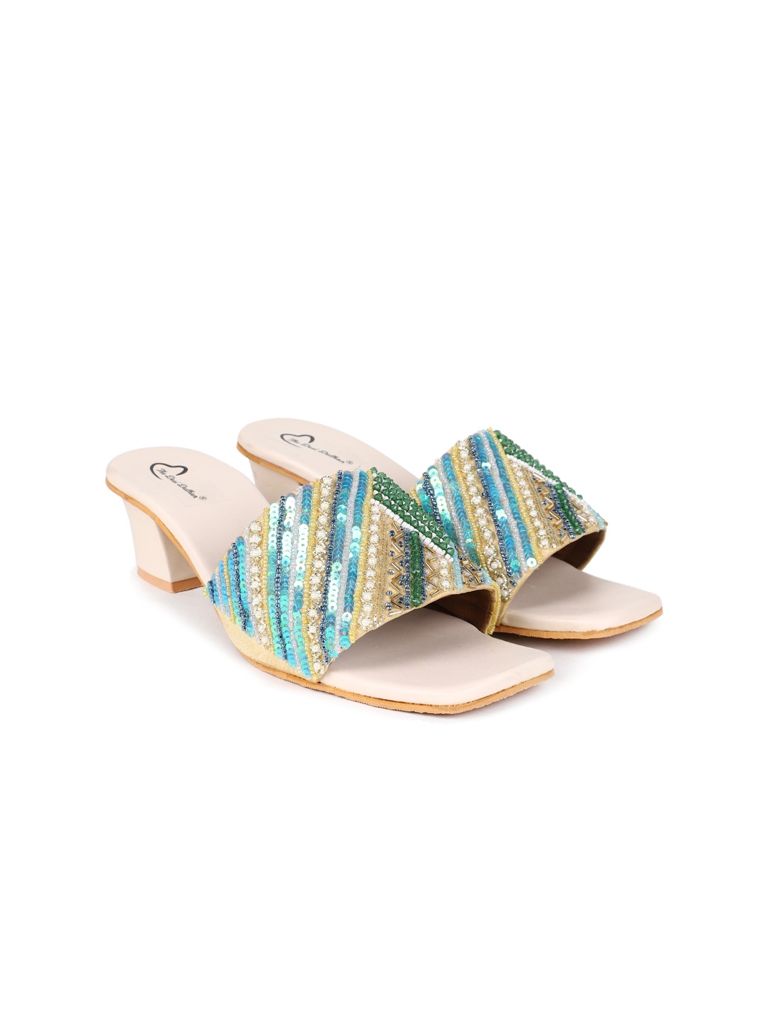 

The Desi Dulhan Embellished Block Heels, Blue