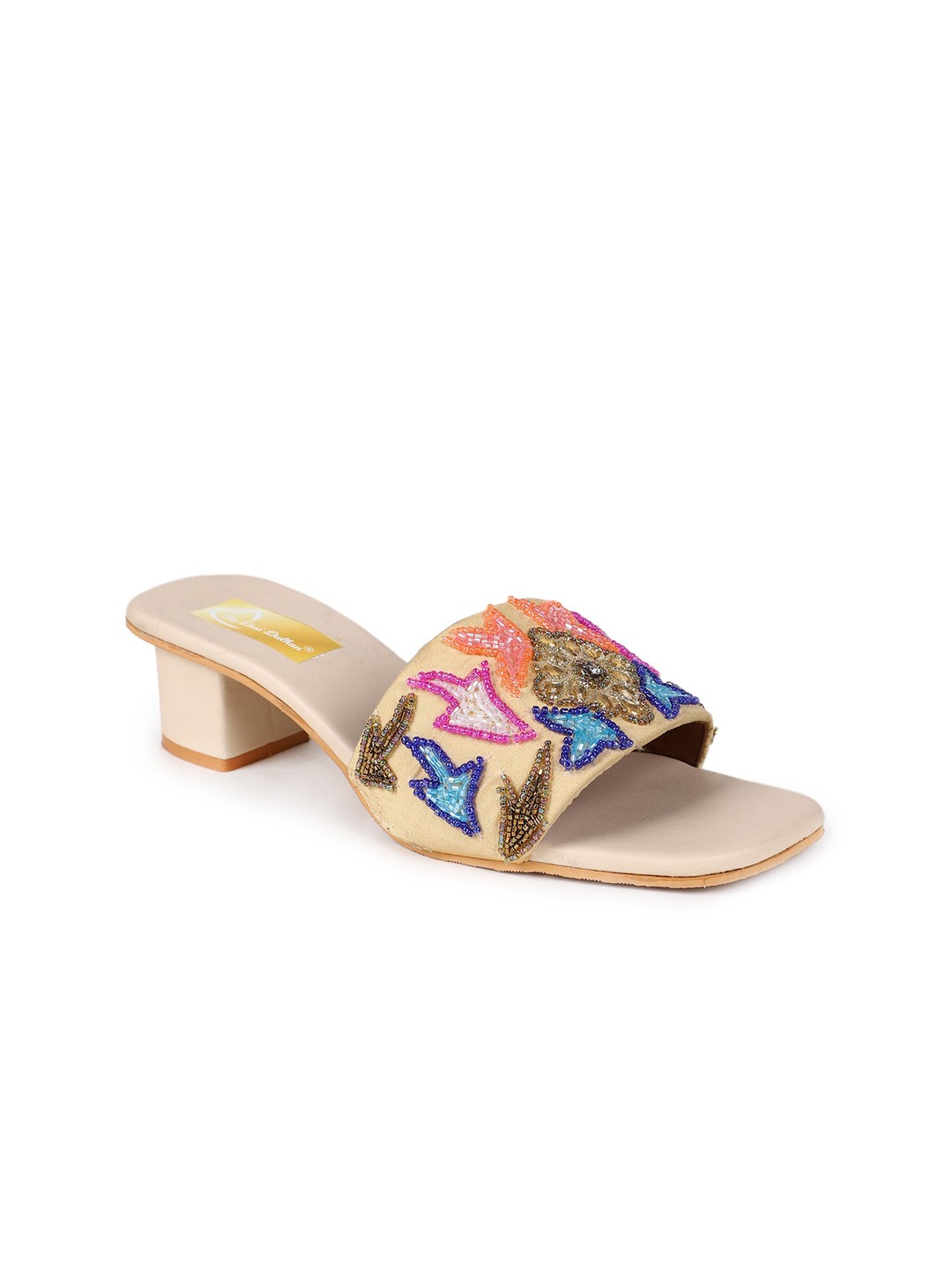 

The Desi Dulhan Embellished Block Heels, Orange
