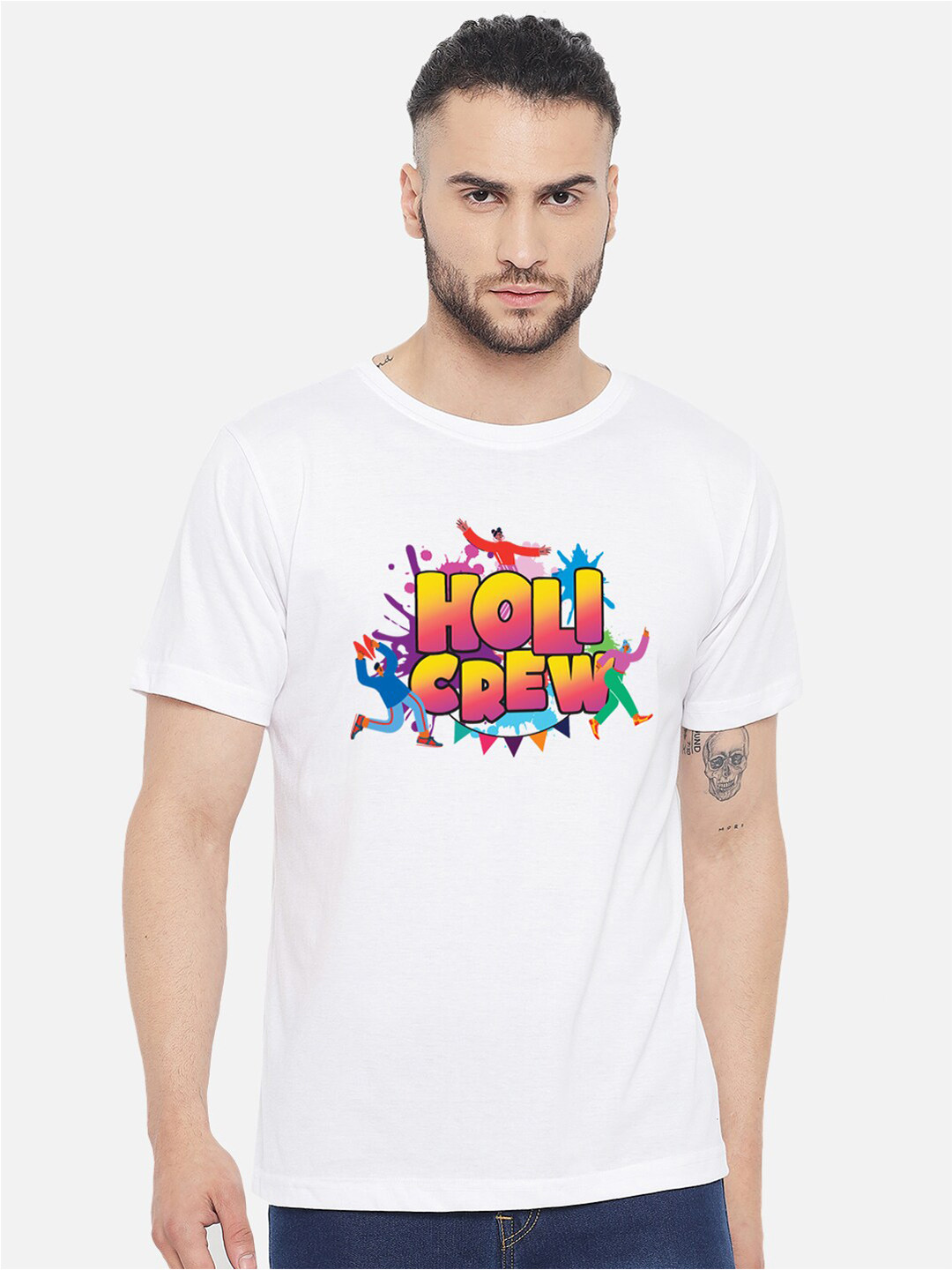 

FFLIRTYGO Men Typography Printed Cotton T-shirt, White