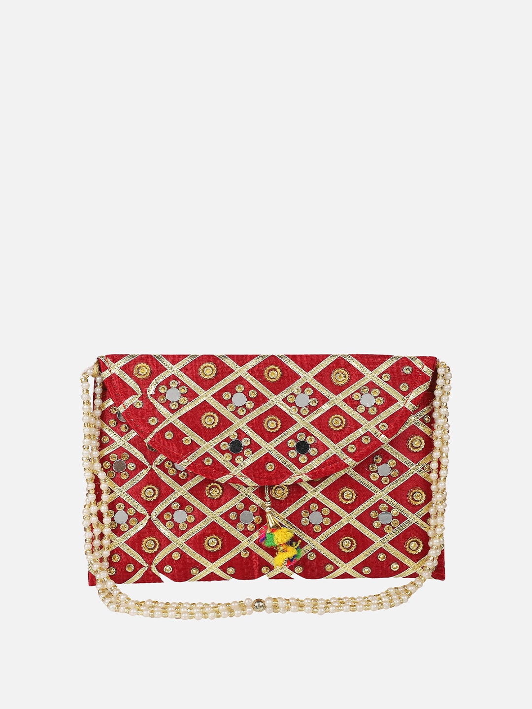 

Aditi Wasan Embellished Envelope Clutch, Red