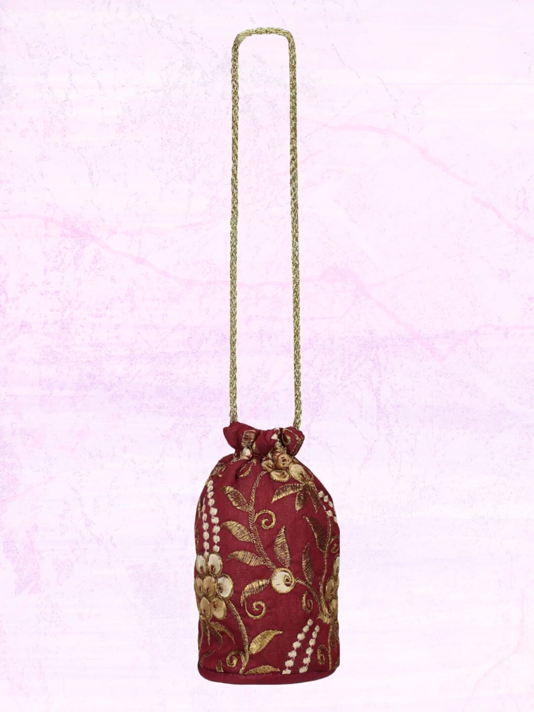 

Aditi Wasan Embroidered Potli Clutch, Red