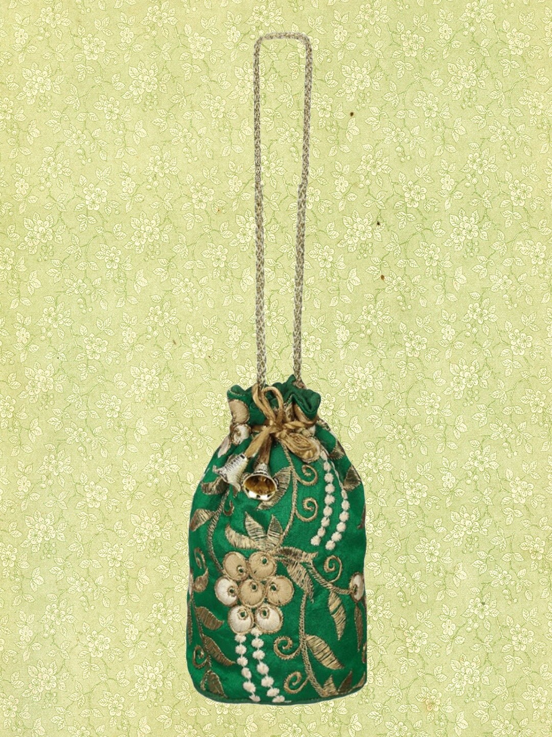 

Aditi Wasan Embroidered Potli Clutch, Green