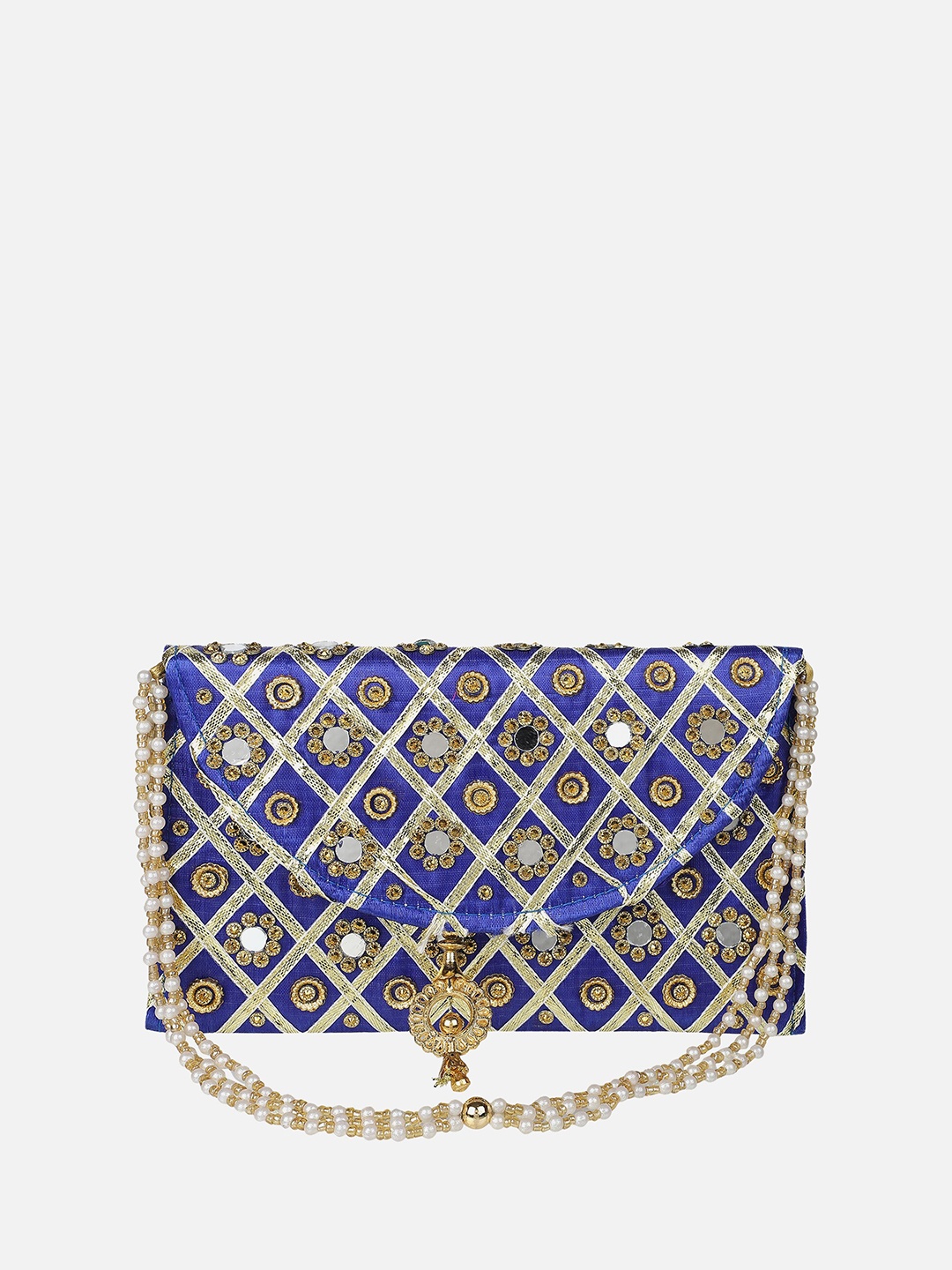 

Aditi Wasan Embellished Envelope Clutch, Blue