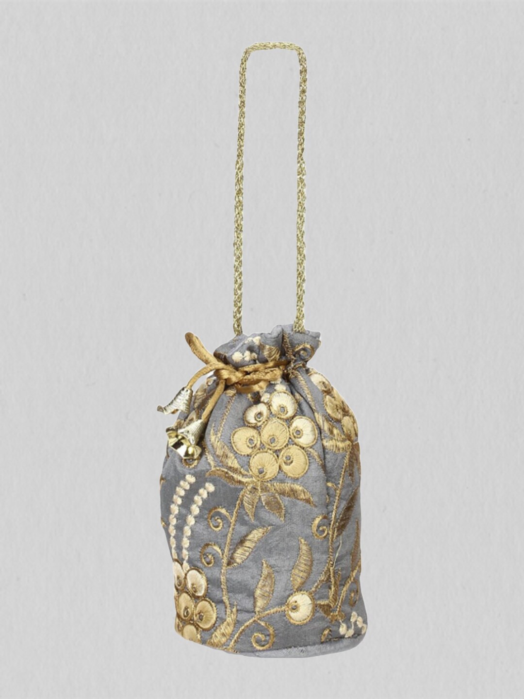 

Aditi Wasan Embroidered Potli Clutch, Grey