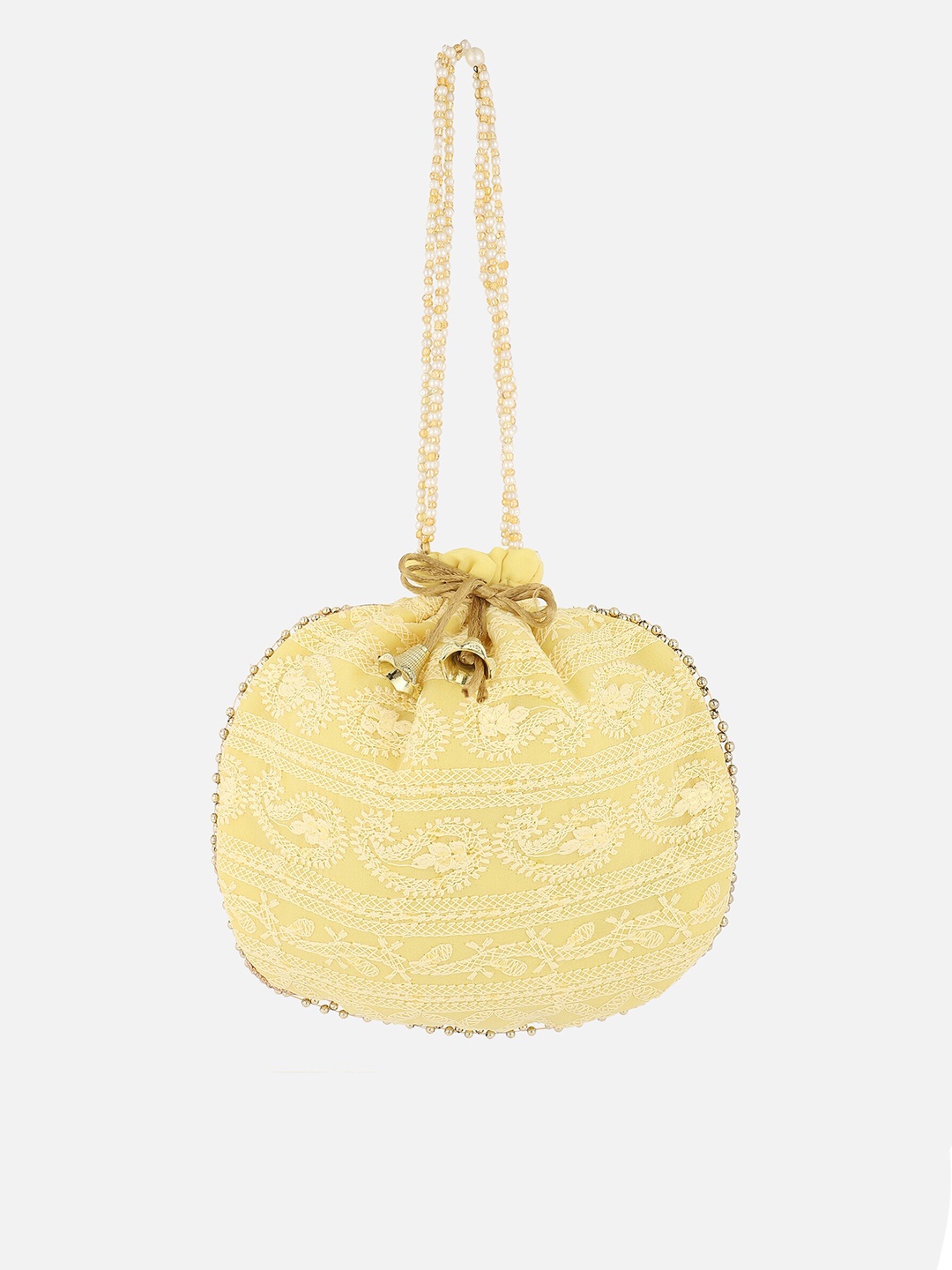 

Aditi Wasan Embroidered Potli Clutch, Yellow