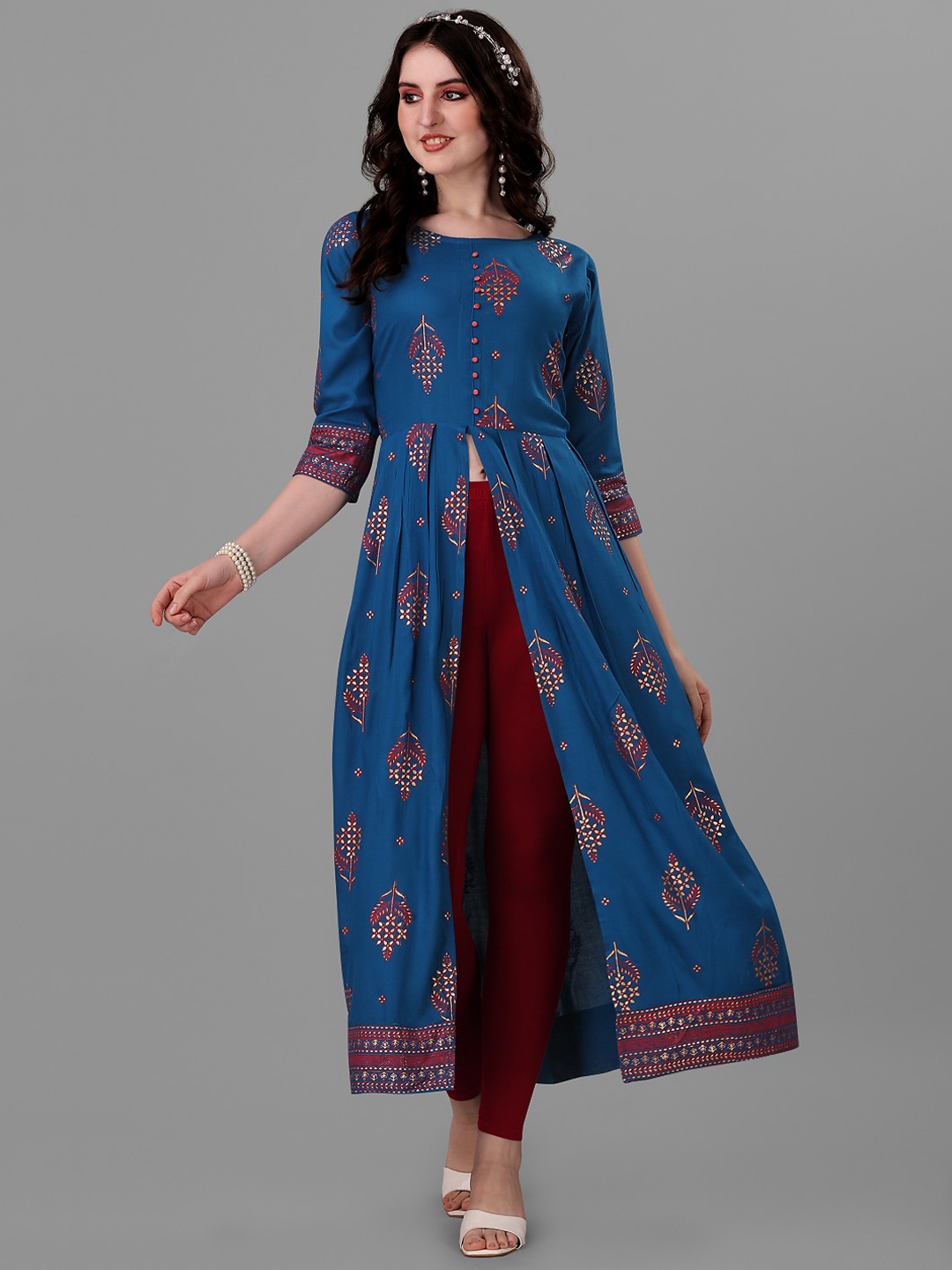 

Angroop Women Ethnic Motifs Printed Anarkali Kurta, Blue