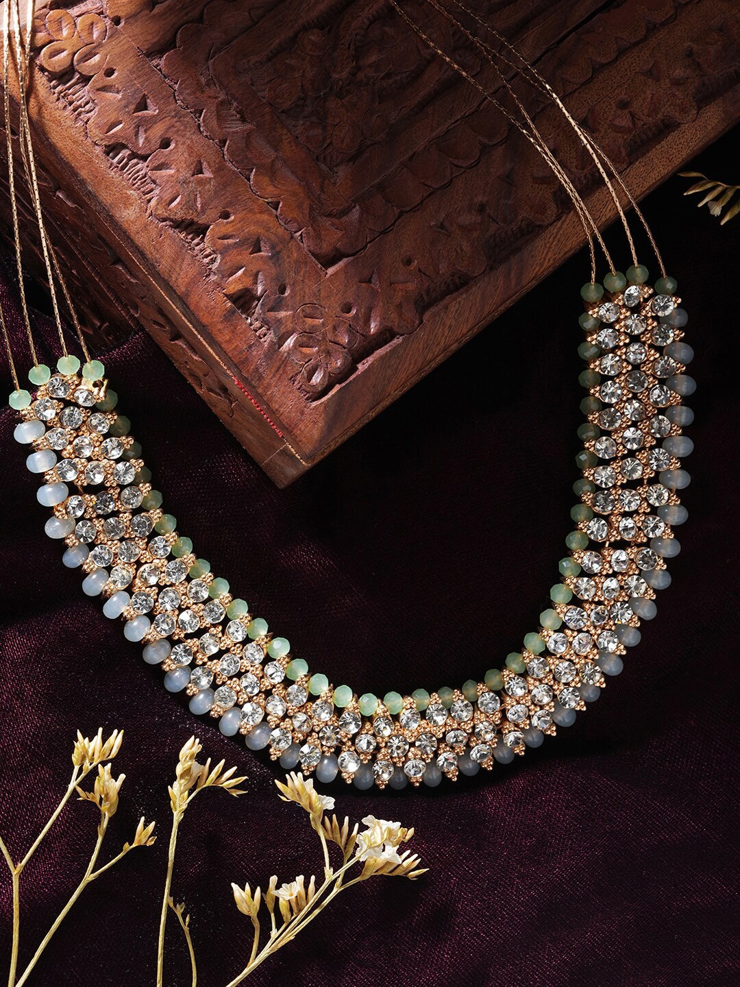 

Accessorize Women Green Sparkle Bead Collar Necklace