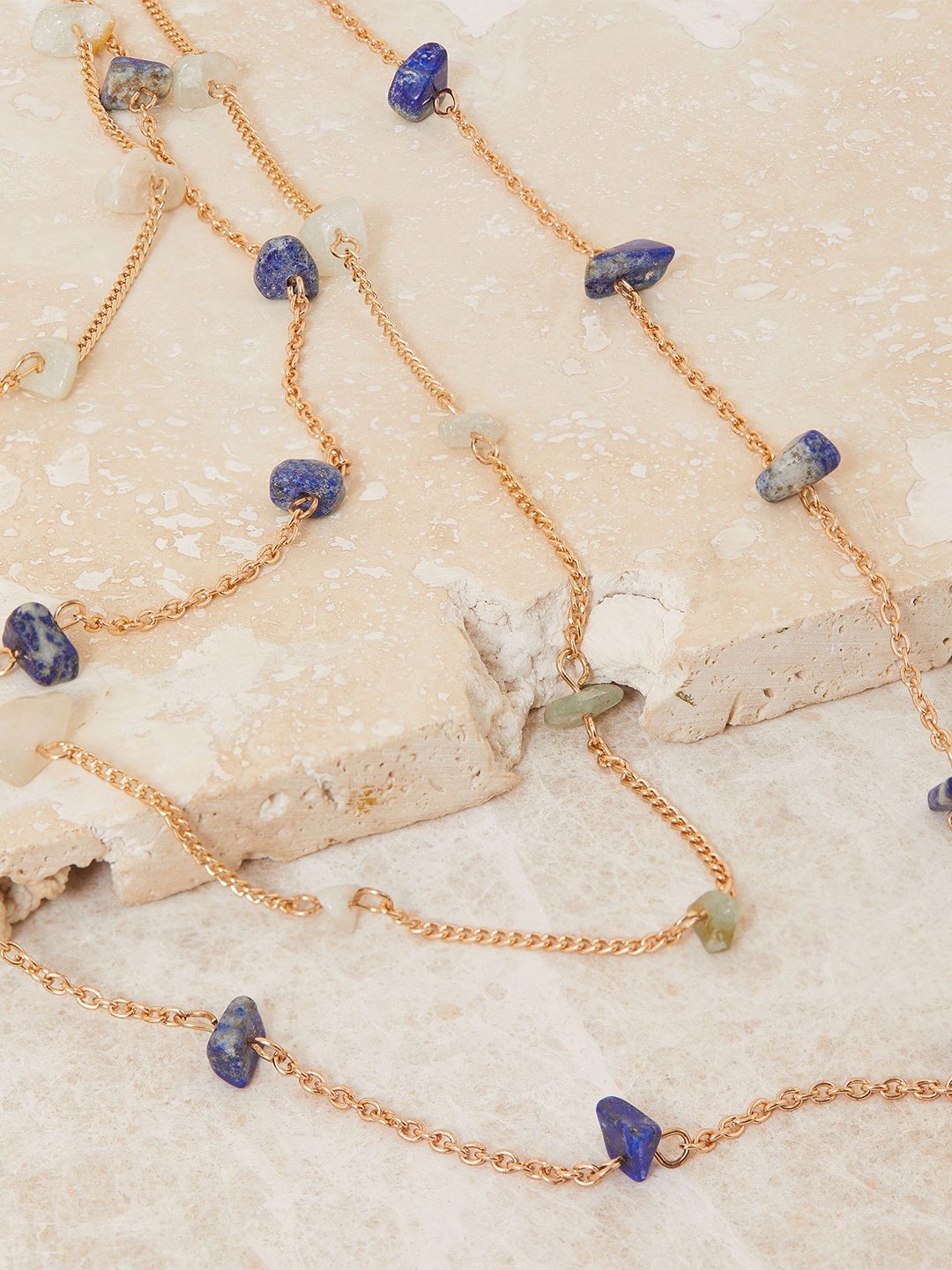 

Accessorize Women Gold-Toned Crystals Layered Necklace, Blue