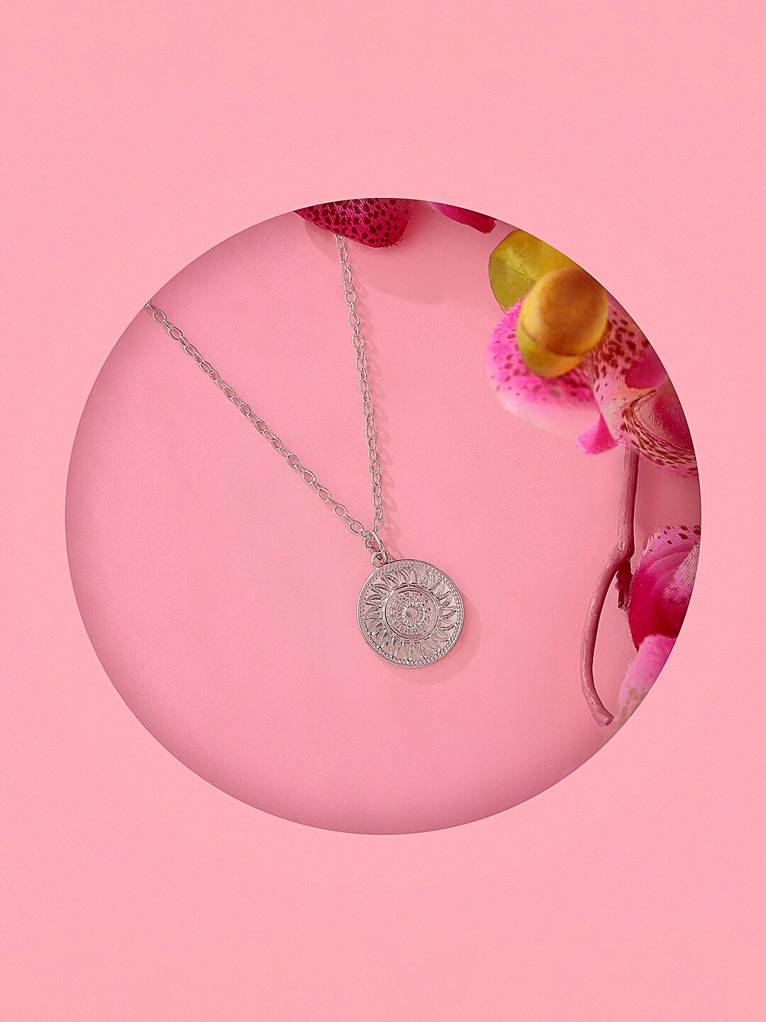 

Accessorize Silver-Toned Filigree Coin Pendant Necklace