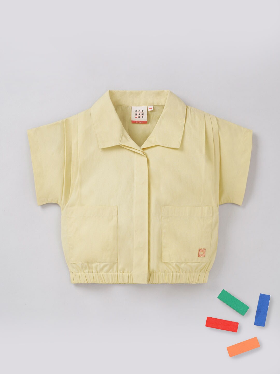 Ed-a-Mamma Girls Shirt Style Cotton Top, Yellow