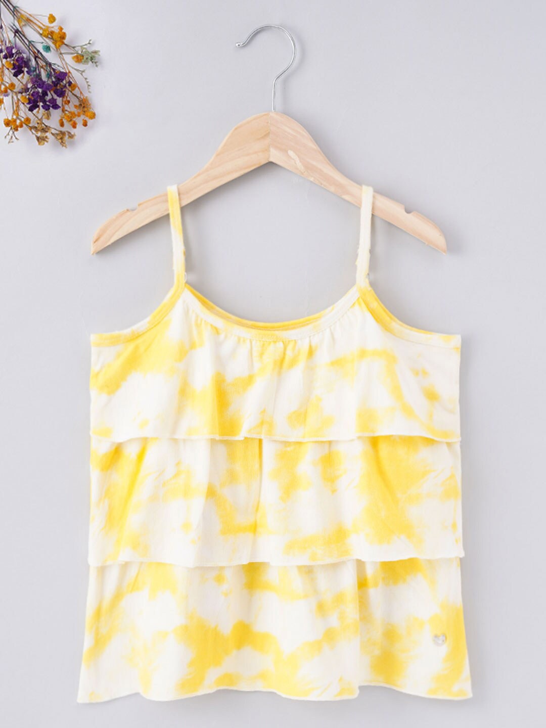 

Ed-a-Mamma Tie-Dyed Tiered Cotton Top, Yellow