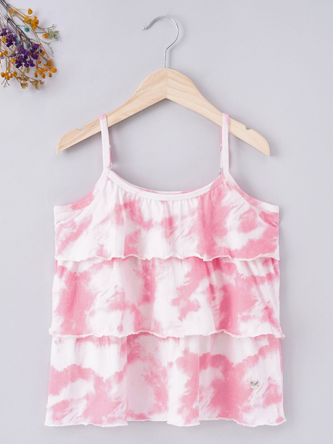 

Ed-a-Mamma Girls Tie-Dyed Tiered Cotton Top, Pink
