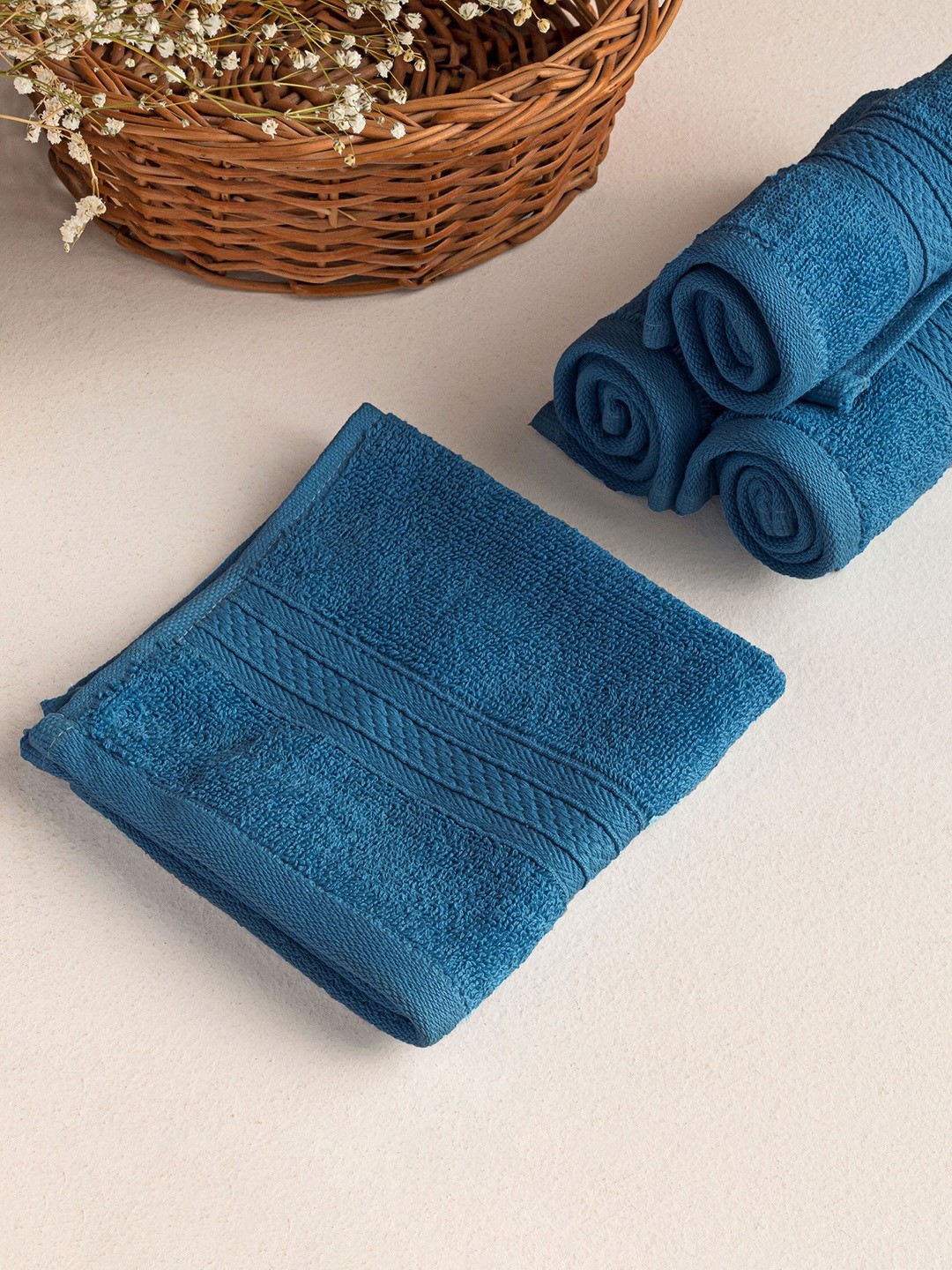 

HOMEMONDE Iris Blue 6 Pieces 500 GSM Pure Cotton Face Towels