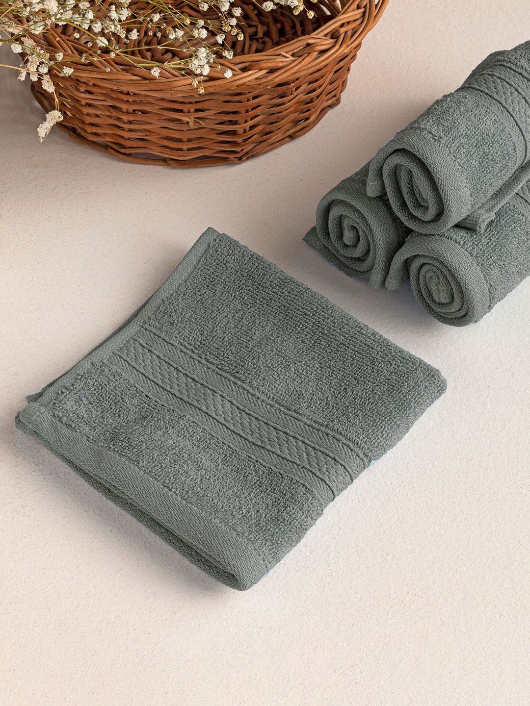 

HOMEMONDE Grey 6 Pieces 500 GSM Pure Cotton Face Towels