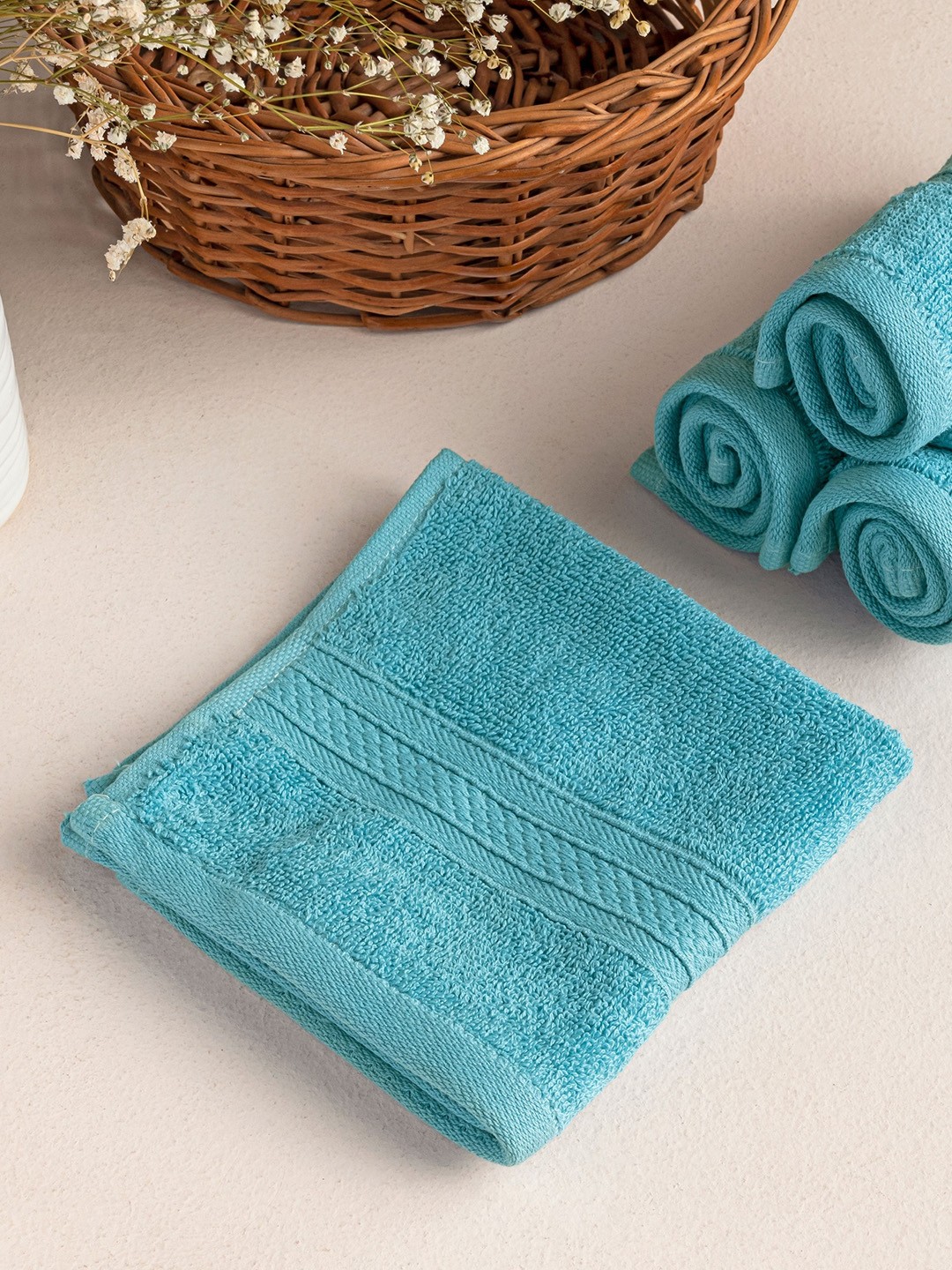 

HOMEMONDE Turquoise Blue 6 Pieces 500 GSM Pure Cotton Face Towels