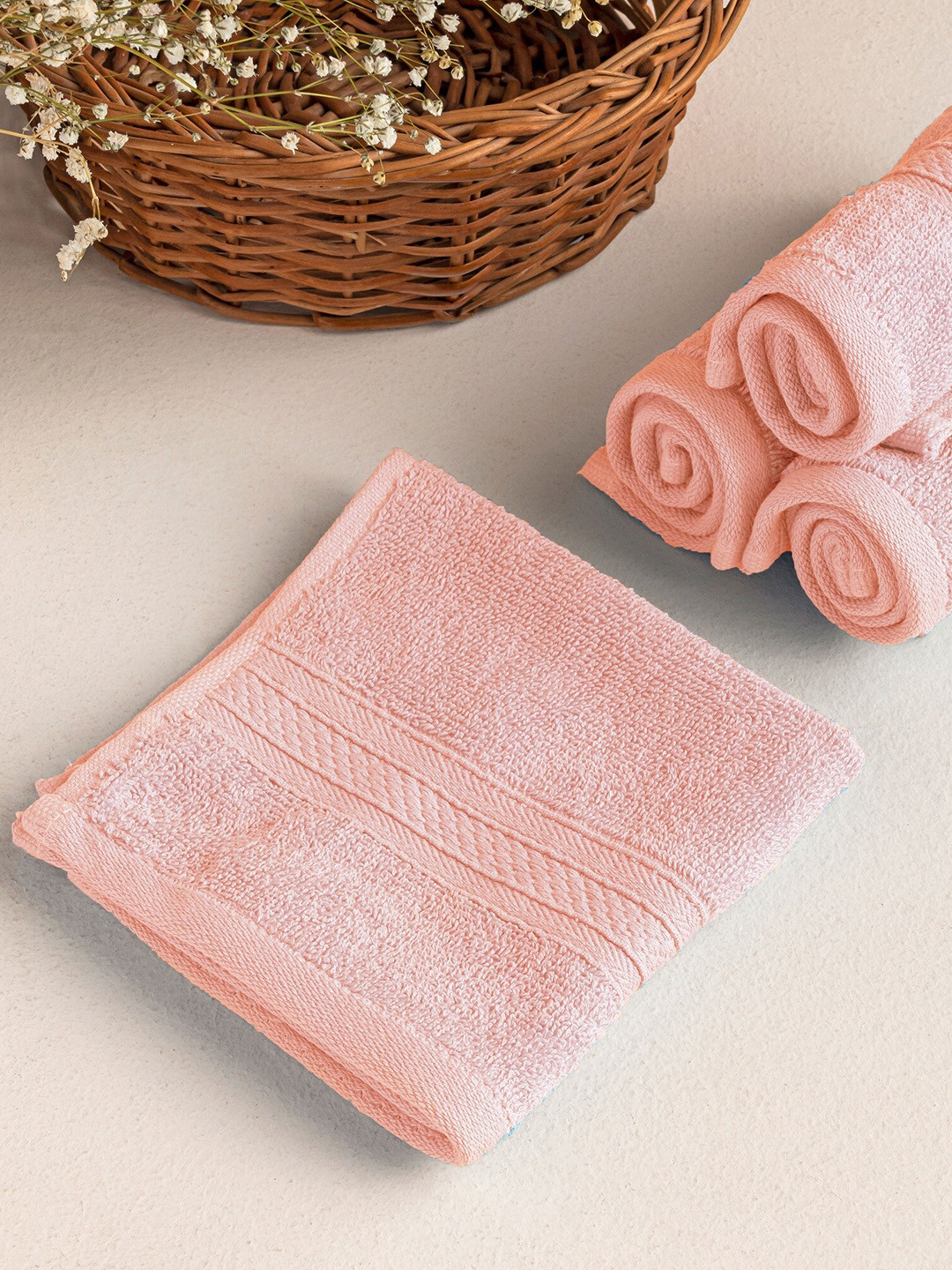 

HOMEMONDE Pink 6 Pieces 500 GSM Pure Cotton Face Towels