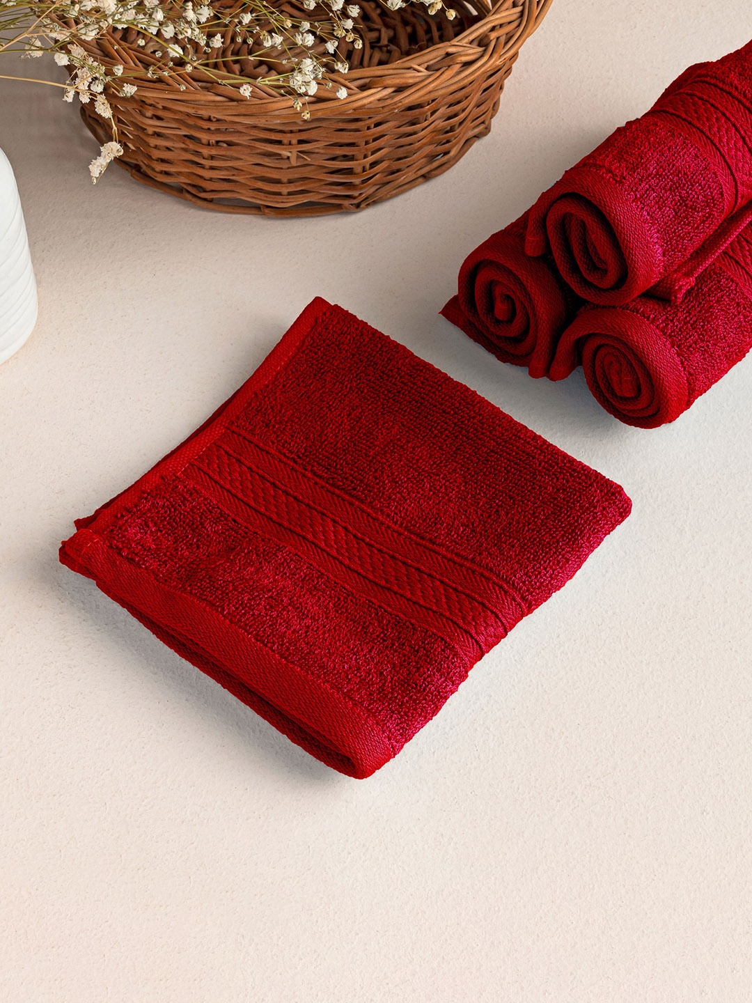 

HOMEMONDE Red 6 Pieces 500 GSM Pure Cotton Face Towels