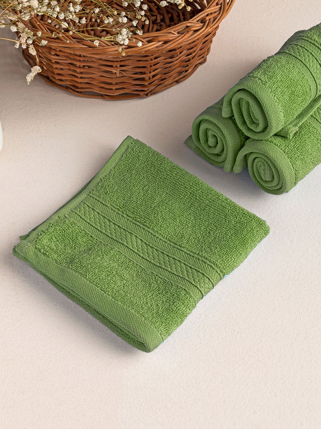 

HOMEMONDE Green 6 Pieces 500 GSM Pure Cotton Face Towels