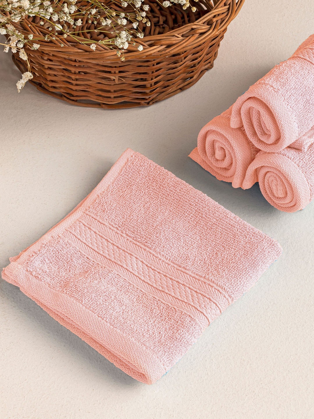

HOMEMONDE Peach 10 Pieces 500 GSM Pure Cotton Face Towels