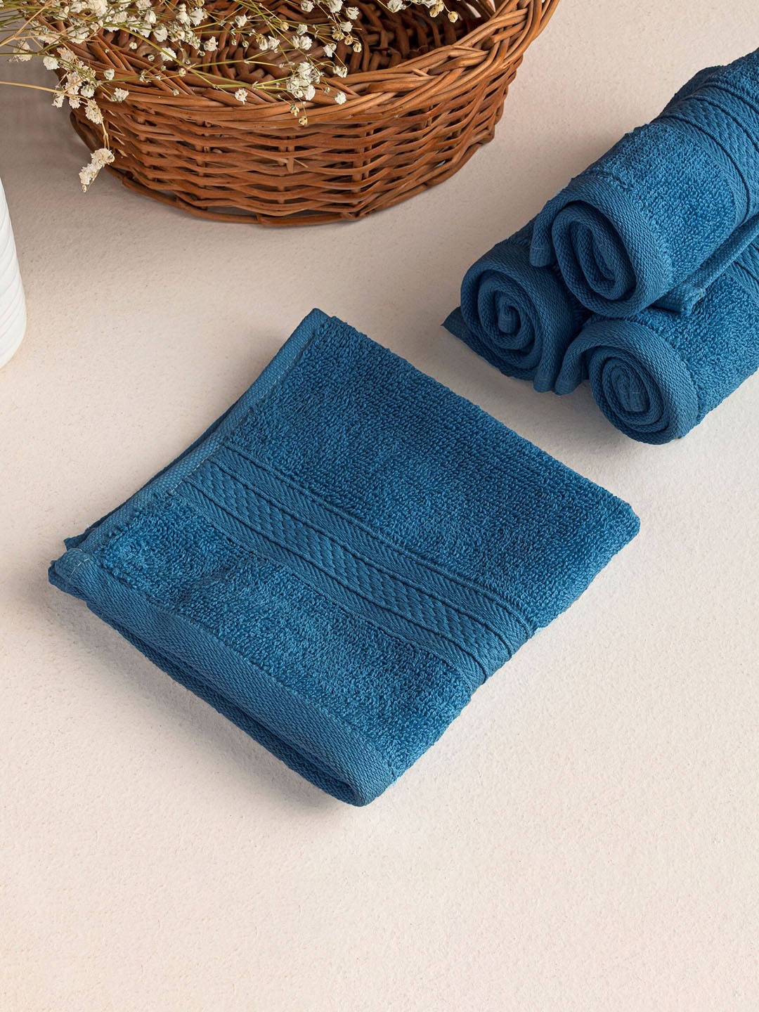 

HOMEMONDE Iris Blue 10 Pieces 500 GSM Pure Cotton Face Towels