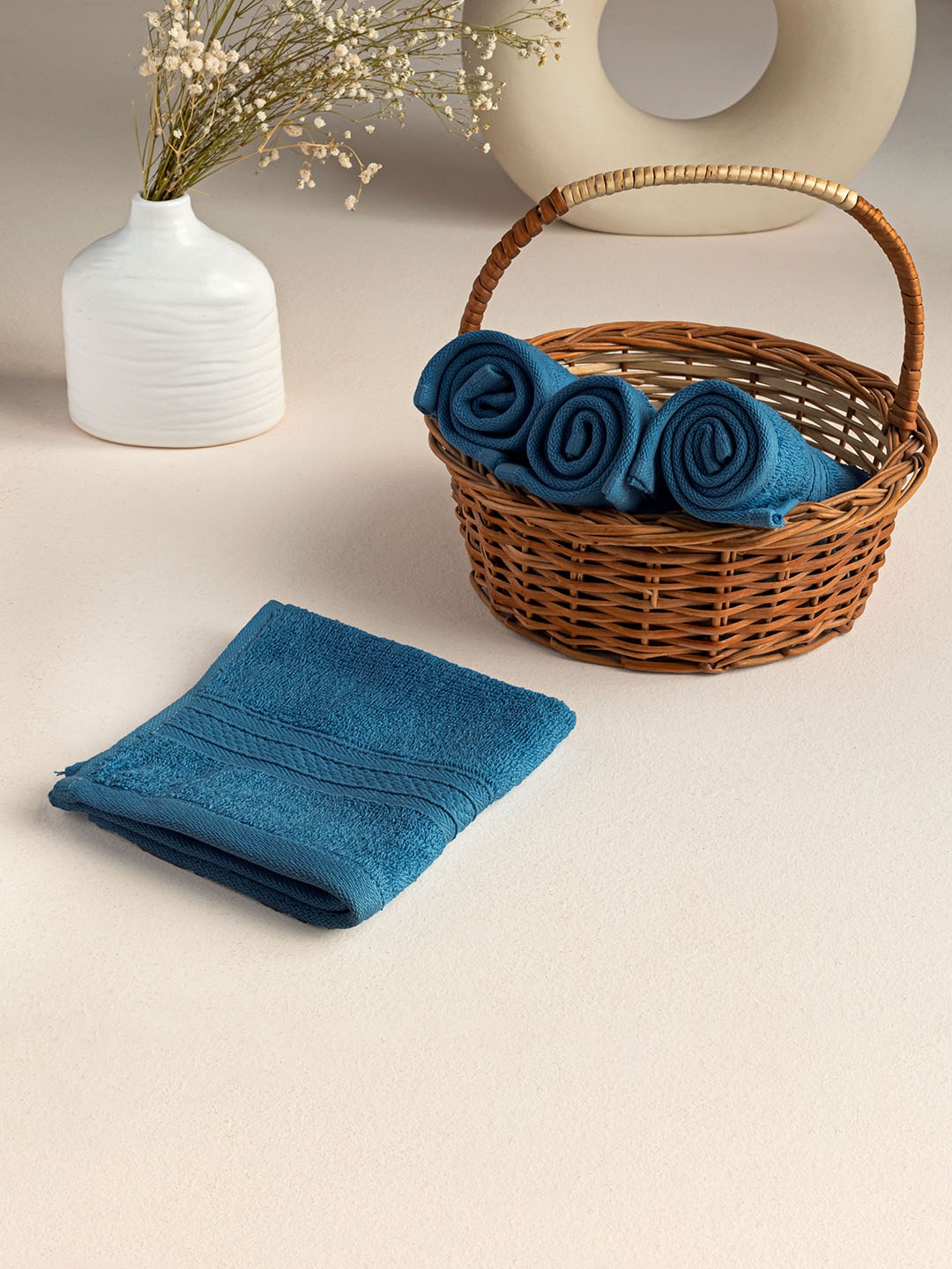 

HOMEMONDE Iris Blue 4 Pieces 500 GSM Pure Cotton Face Towels