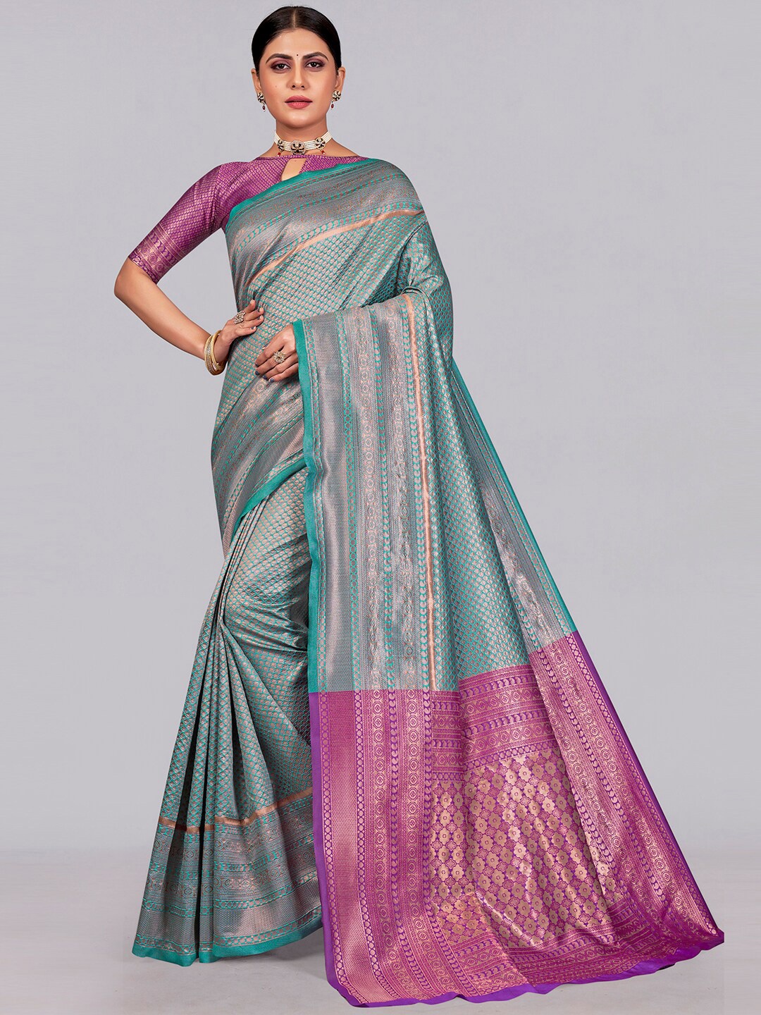 

SIRIL Woven Design Zari Banarasi Saree, Blue