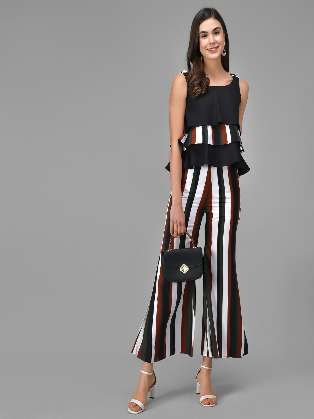 

Kannan Women Striped Top with Palazzos, Brown