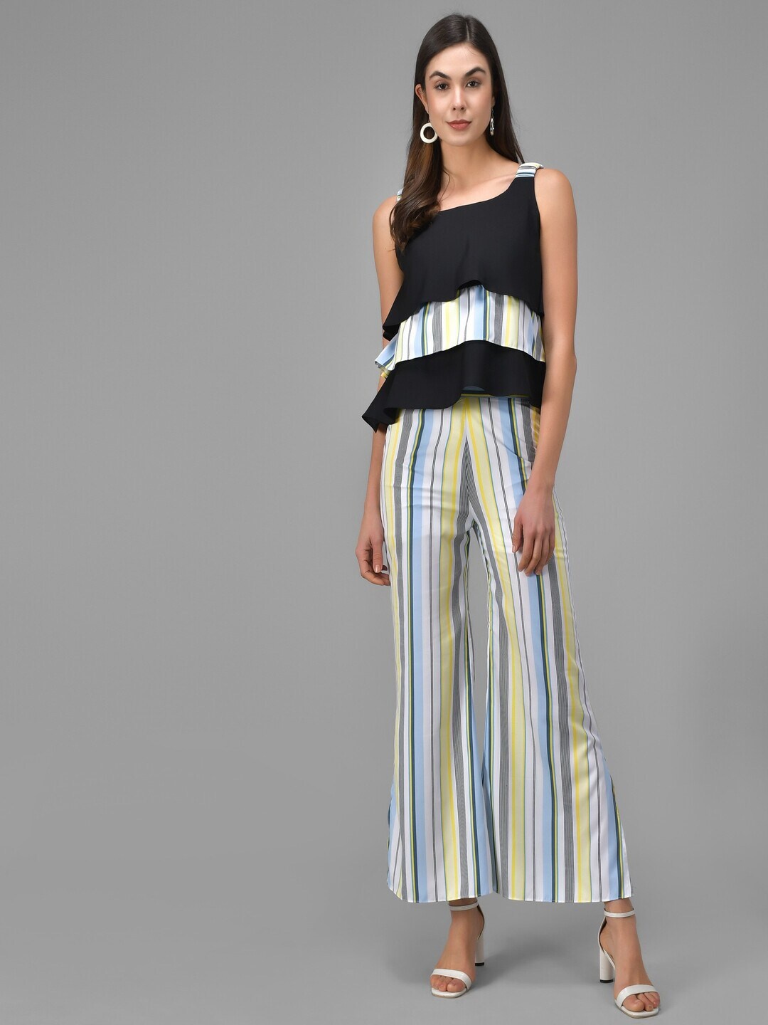 

Kannan Women Striped Top with Palazzos, Yellow