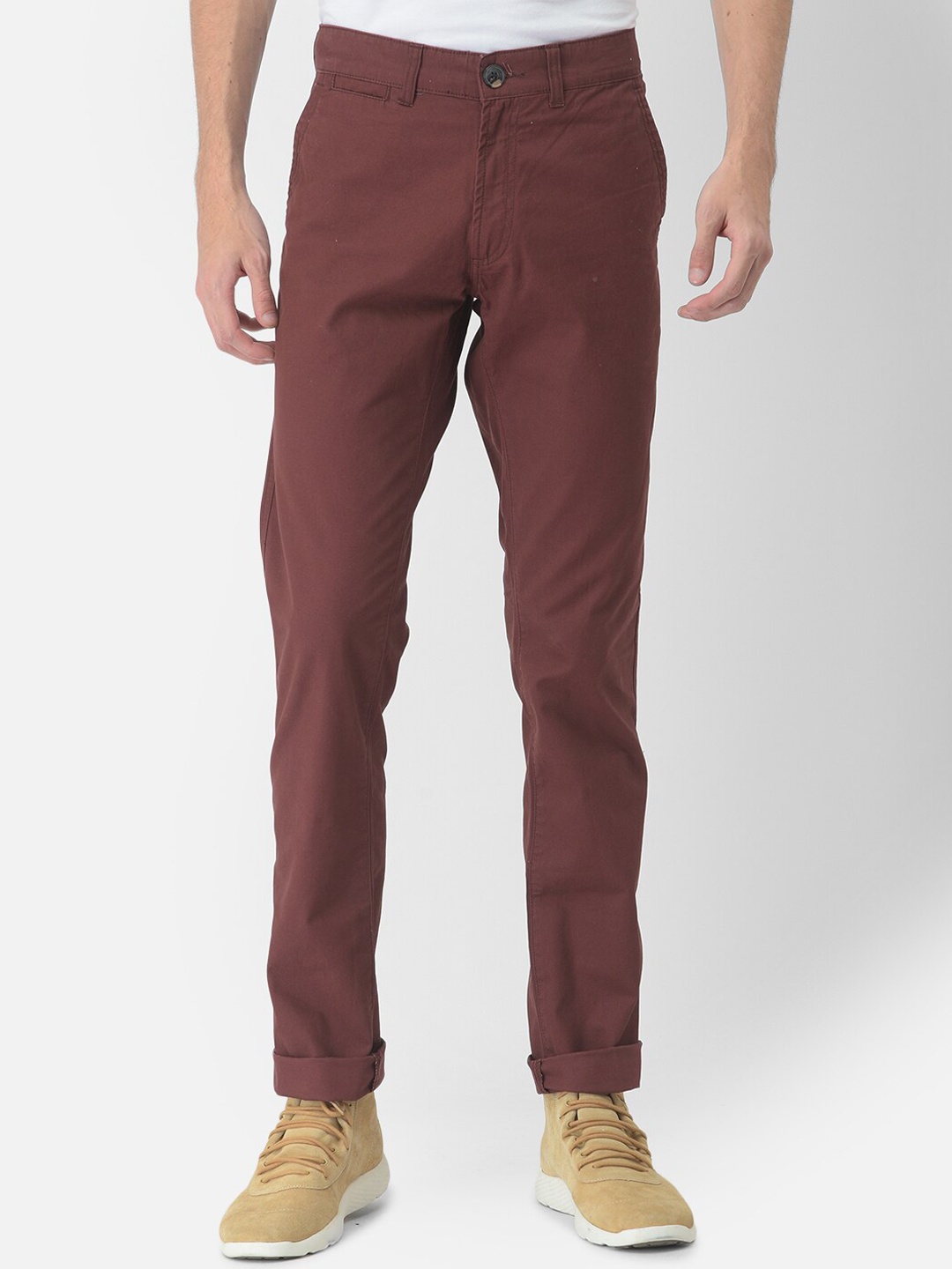 

Woodland Men Mid-Rise Pure Cotton Chinos Trousers, Red