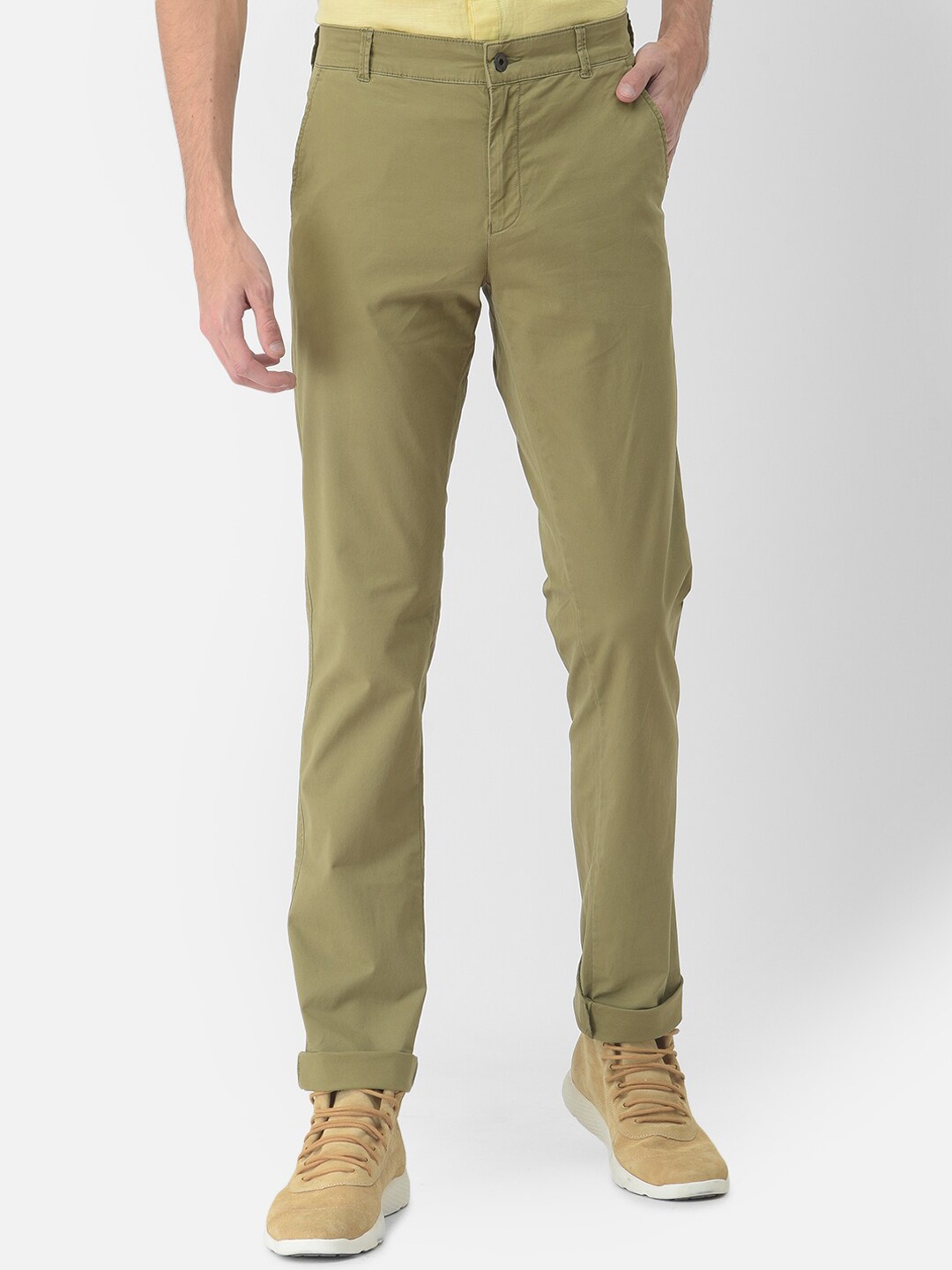 

Woodland Men Mid-Rise Pure Cotton Chinos Trousers, Olive