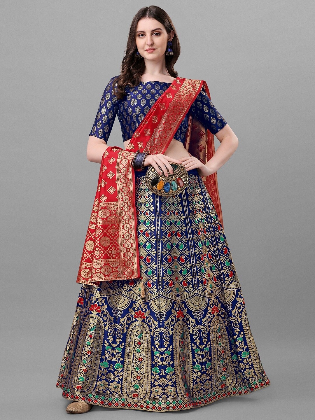 

Fashion Basket Semi-Stitched Lehenga & Unstitched Blouse With Dupatta, Blue