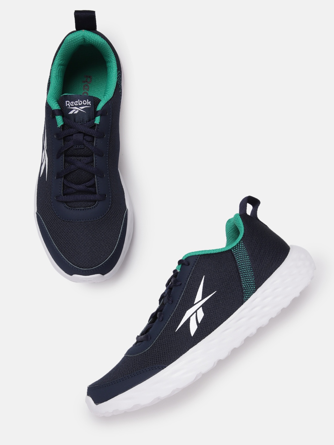 

Reebok Men Brand Logo Detail Energy Runner 3.0 Running Shoes, Navy blue