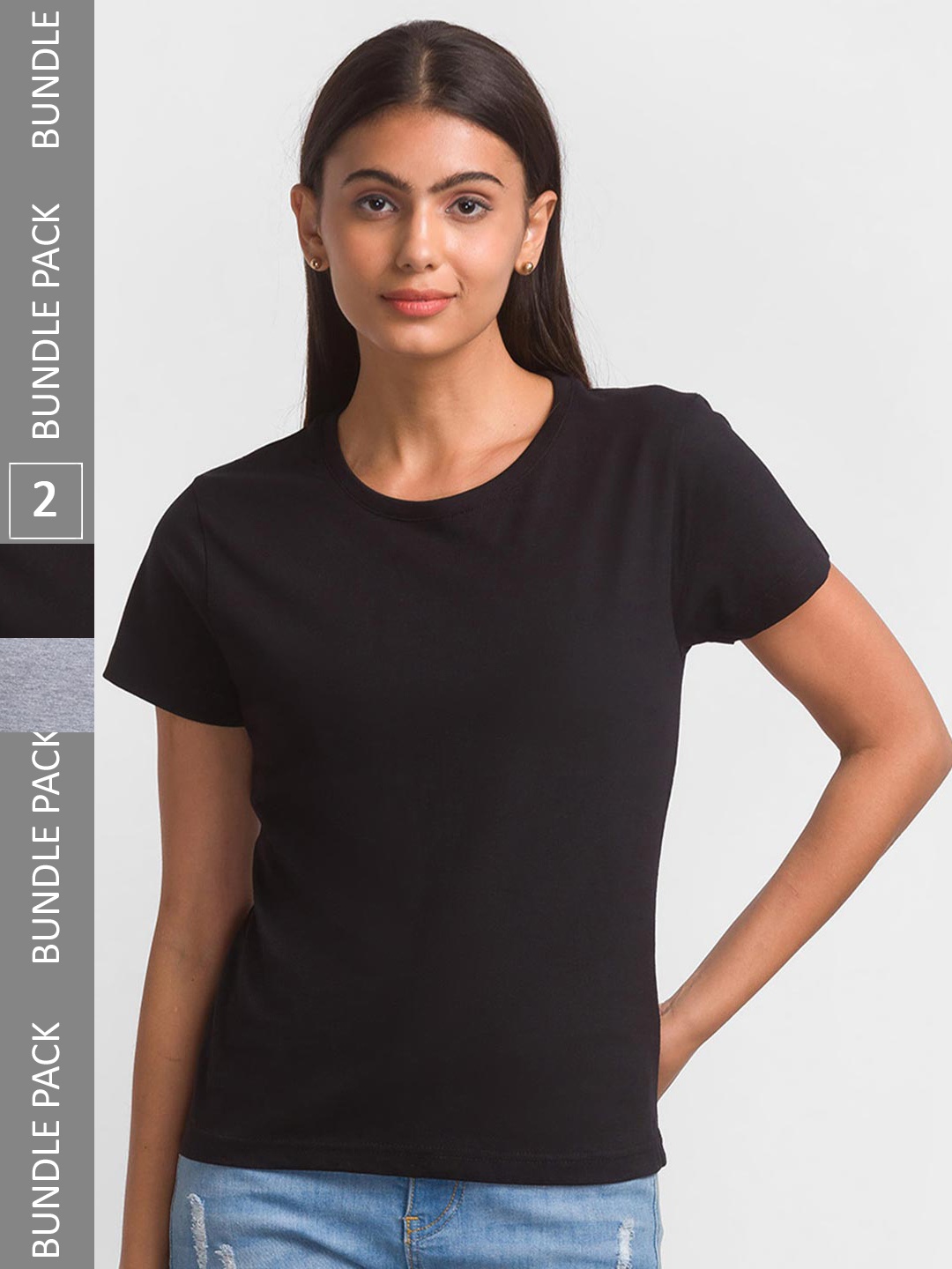 

FashionRack Women Black & Grey 2 T-shirt