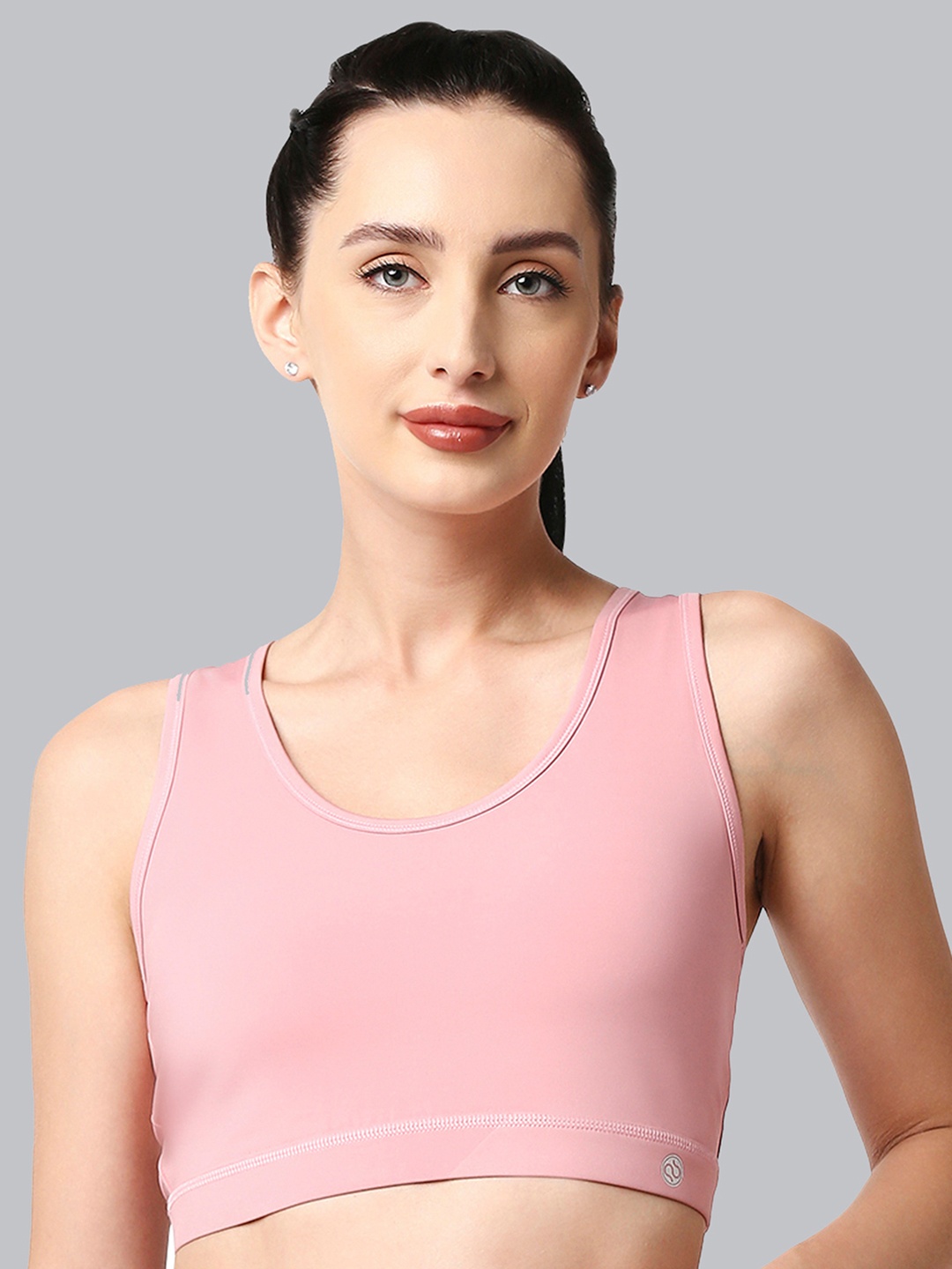 

SOIE Medium Impact Quick Dry Racerback Printed Athleisure Sports Bra, Pink